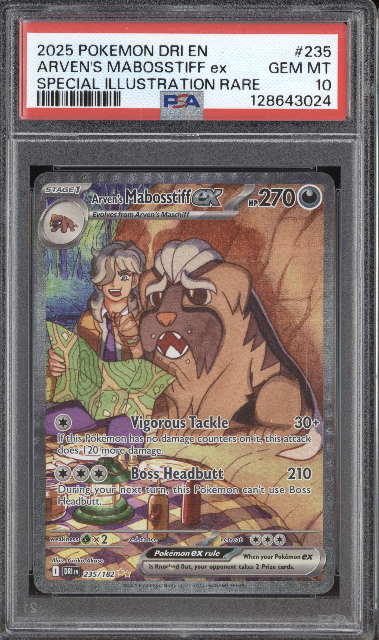 2025 Pokemon DRI EN #235 Arven's Mabosstiff ex Special Illustration Rare — front