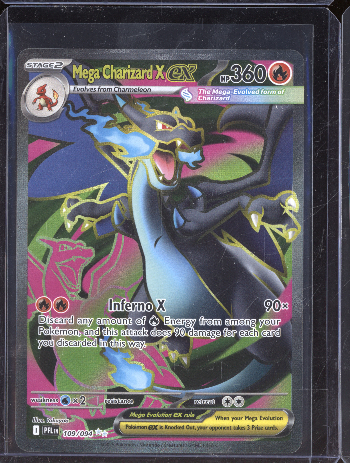 2025 Pokémon Phantasmal Flames #109 Mega Charizard X ex — front