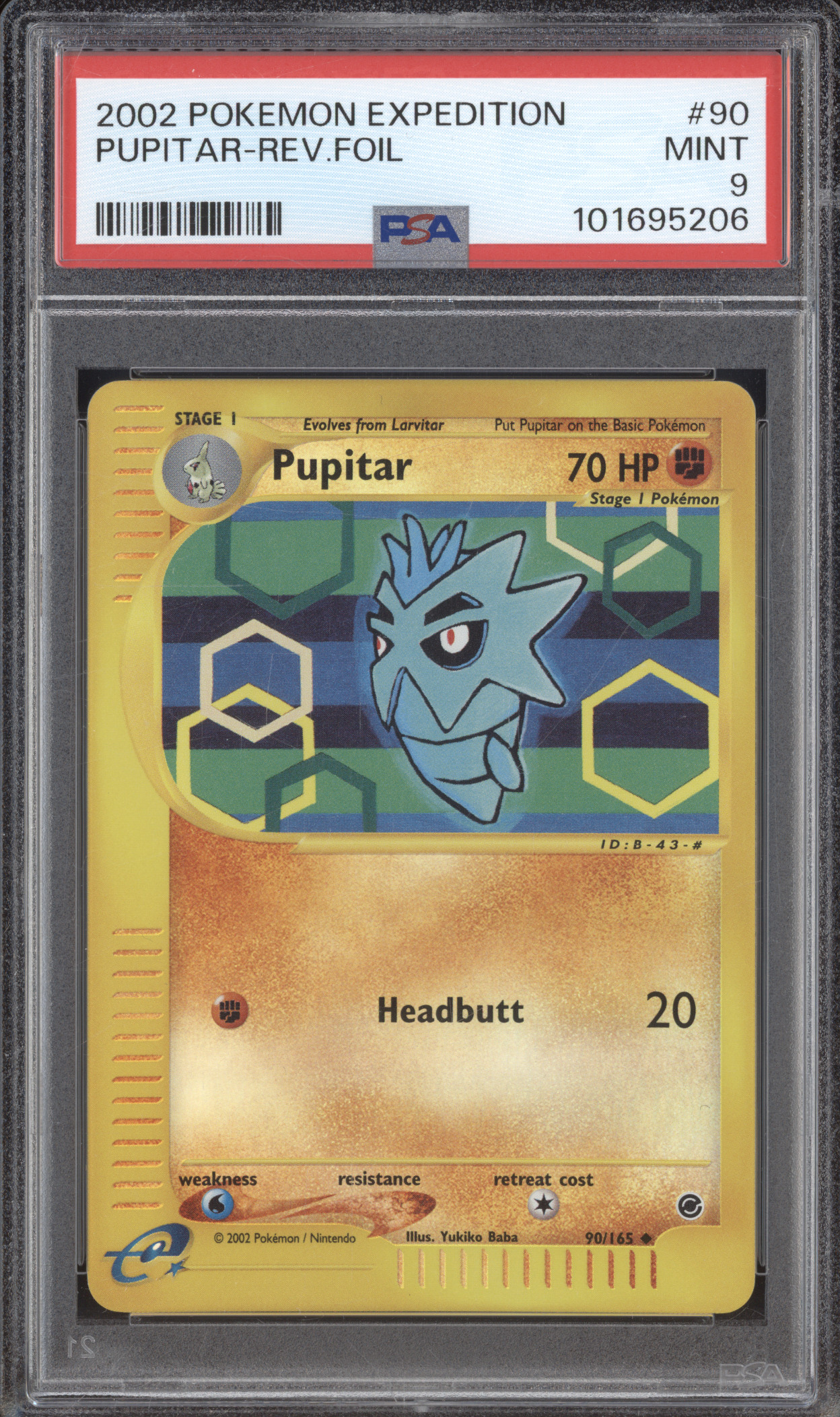 2002 Pokemon Expedition #90 Pupitar Reverse Holo — front