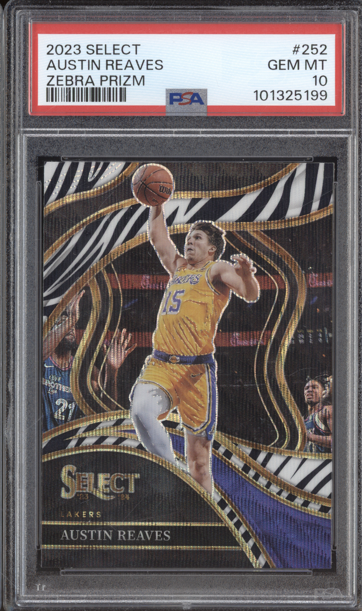 2023 Panini Select #252 Austin Reaves Zebra Prizm — front