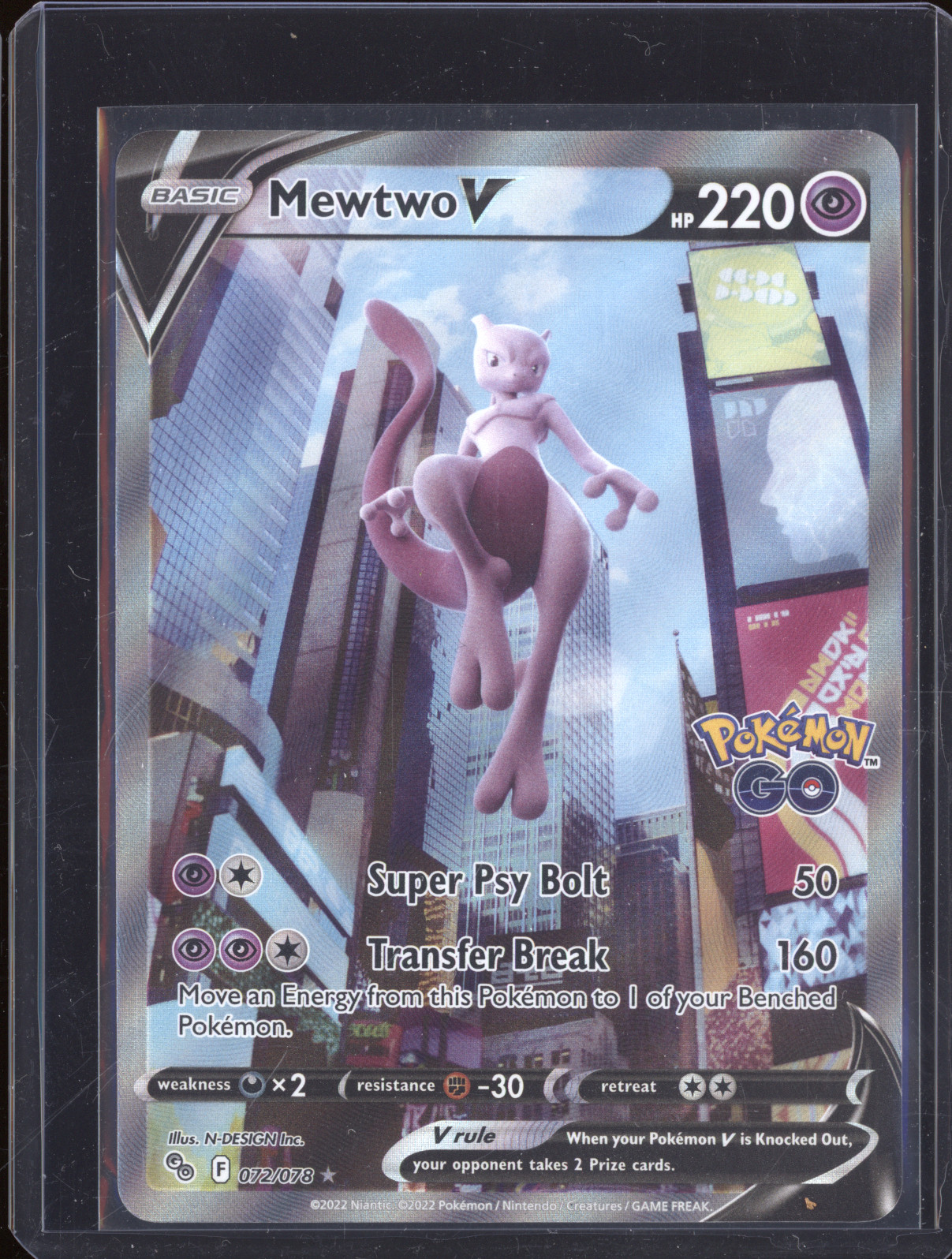 2022 Pokemon GO #072 Mewtwo V — front