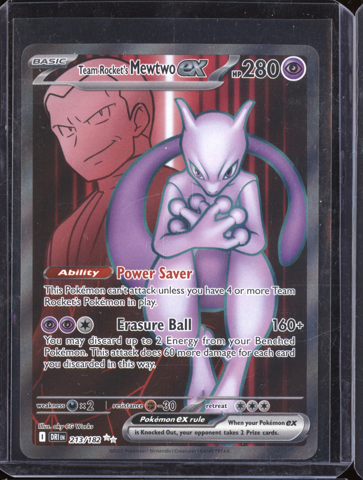 2025 Pokemon SV10: Destined Rivals #213/182 Team Rocket's Mewtwo ex — front