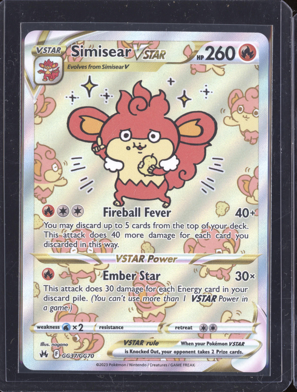 2023 Pokemon Sword and Shield Crown Zenith #GG37 Simisear VSTAR — front