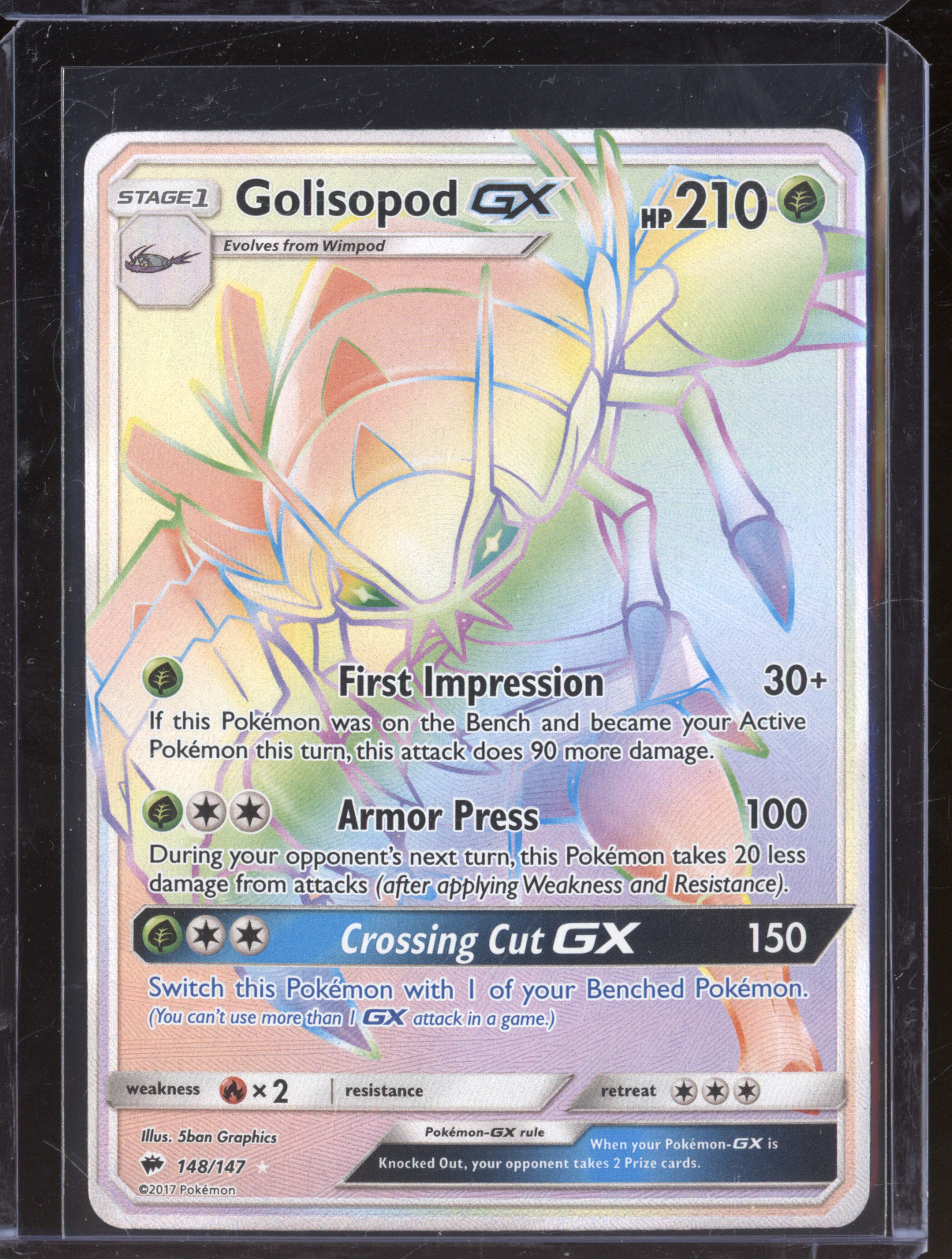 2017 Pokemon Burning Shadows #148/147 Golisopod GX — front