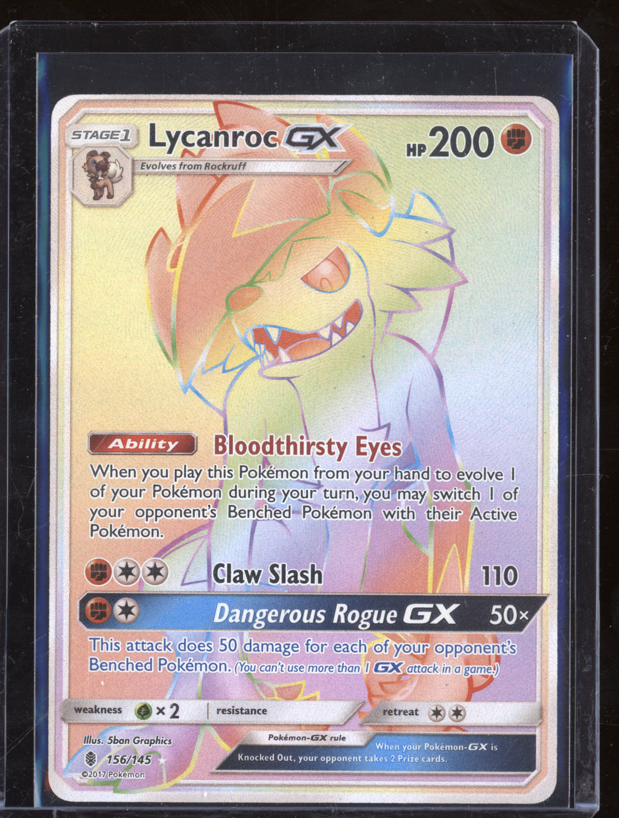 2017 Pokémon Guardians Rising #156 Lycanroc GX — front