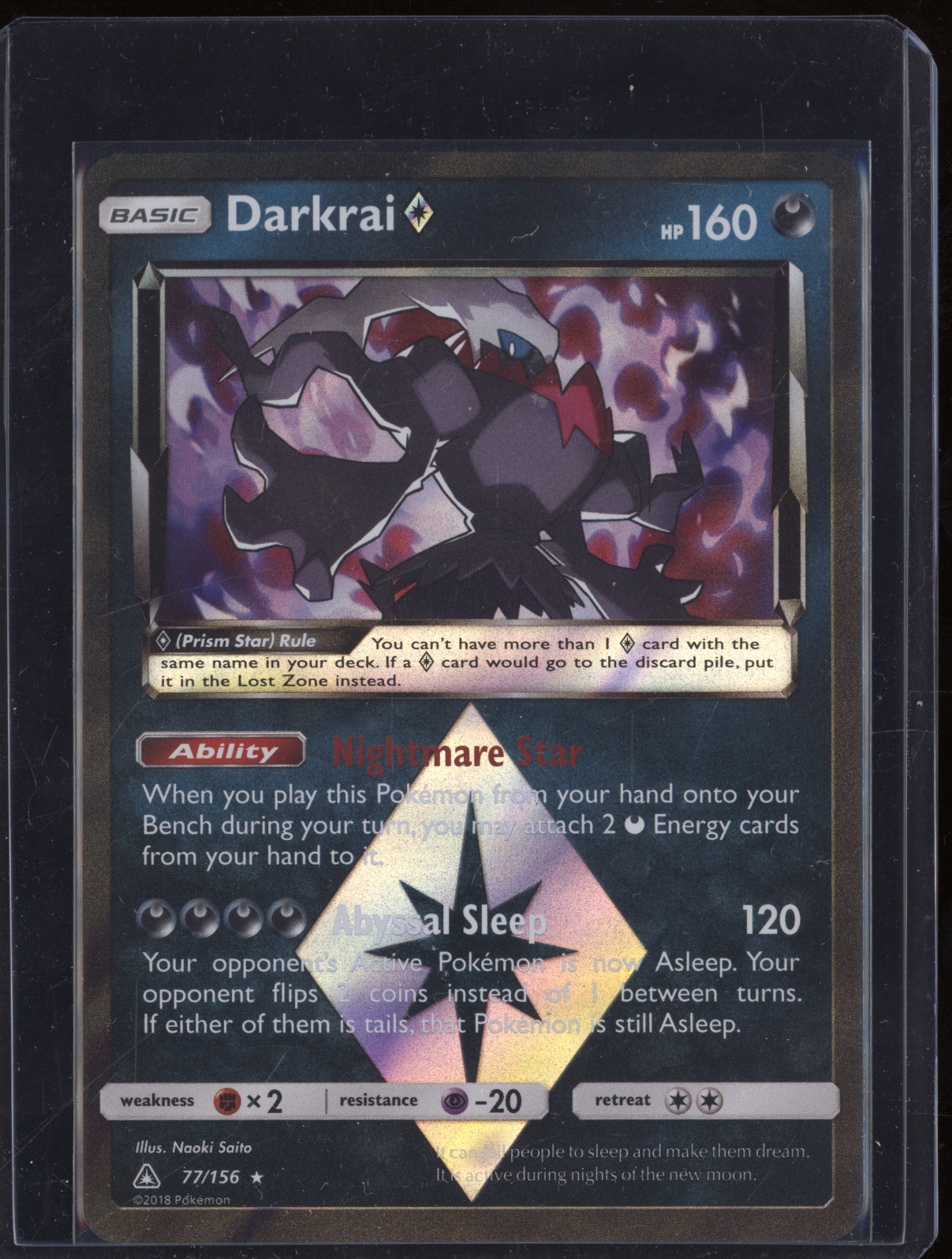 2018 Pokémon Sun & Moon Ultra Prism #77 Darkrai Prism Star — front