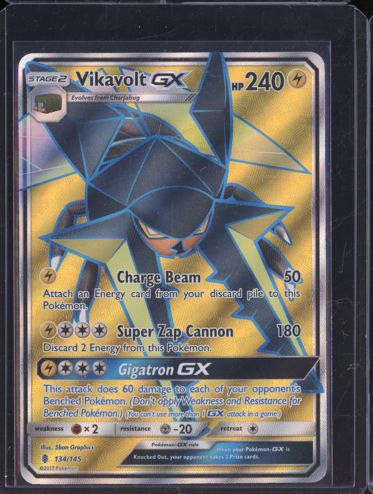 2017 Pokemon SM Guardians Rising #134 Vikavolt GX — front