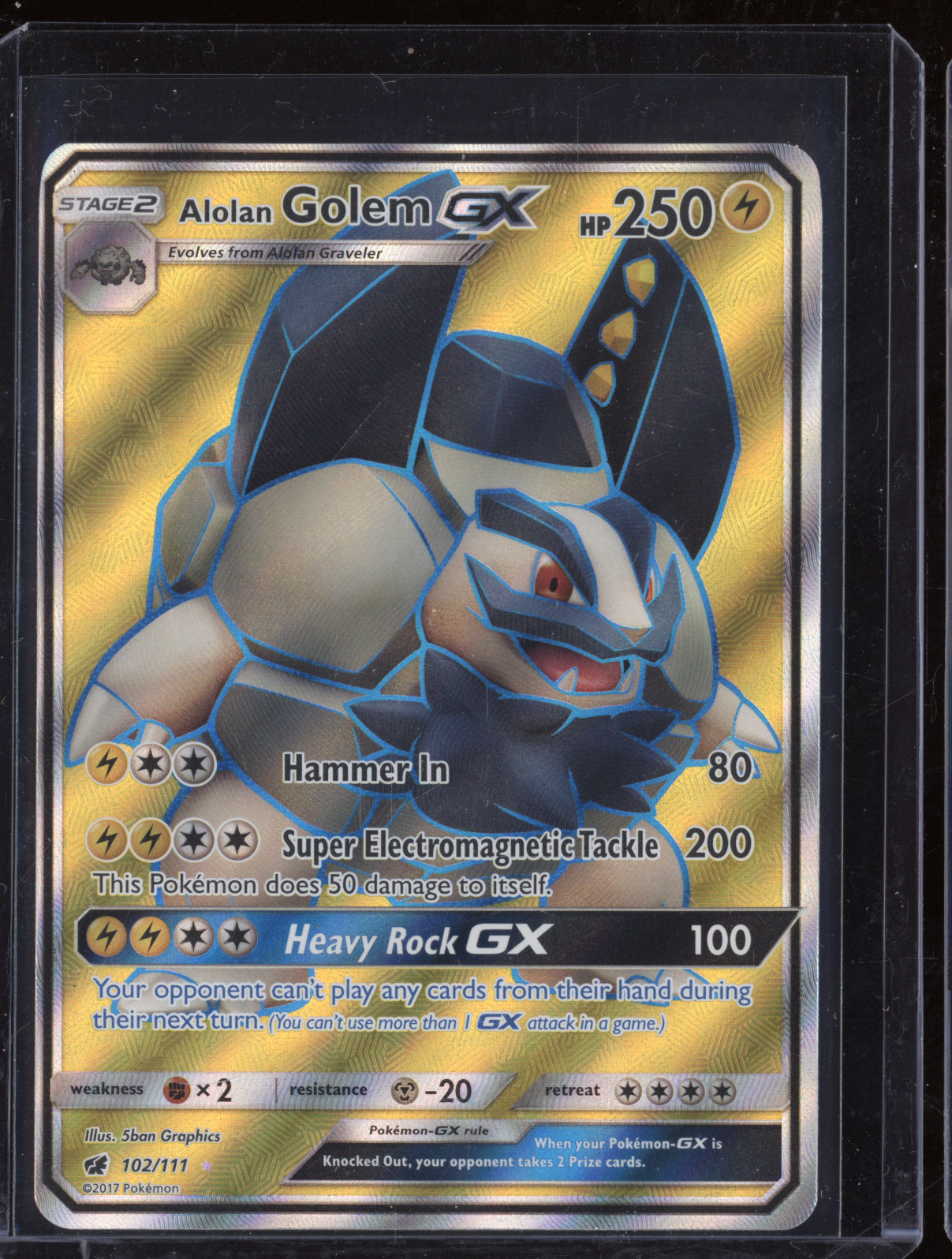 2017 Pokemon SM Crimson Invasion Alolan Golem GX #102 — front