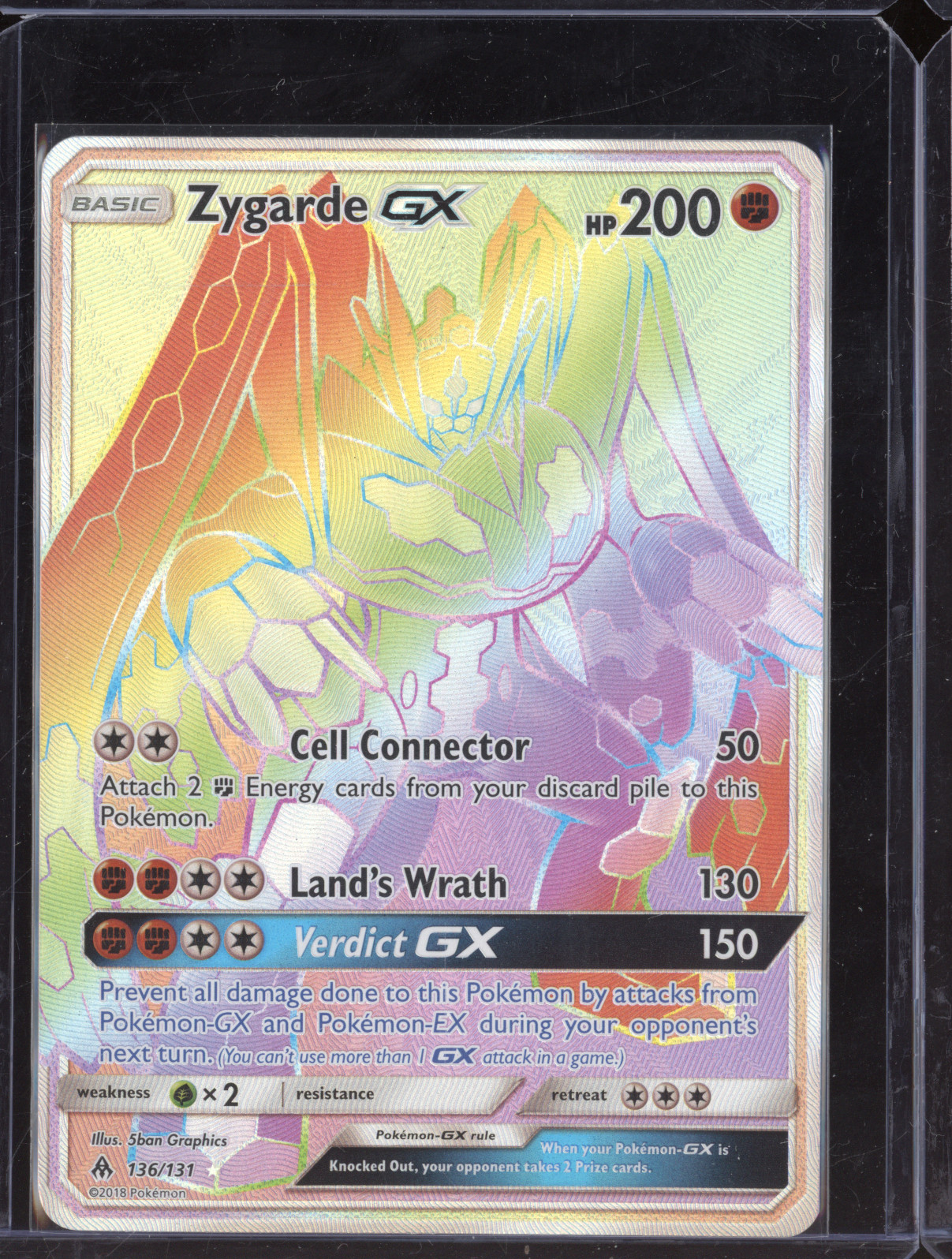 2018 Pokemon Forbidden Light #136/131 Zygarde GX Secret Rare — front