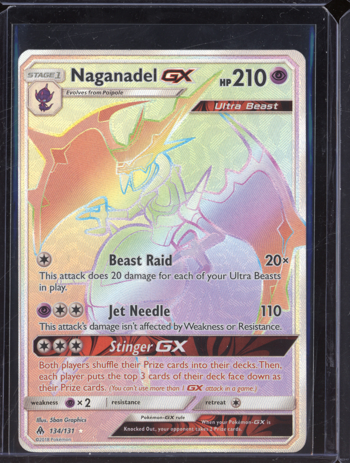 2018 Pokémon SM Forbidden Light #134 Naganadel GX — front