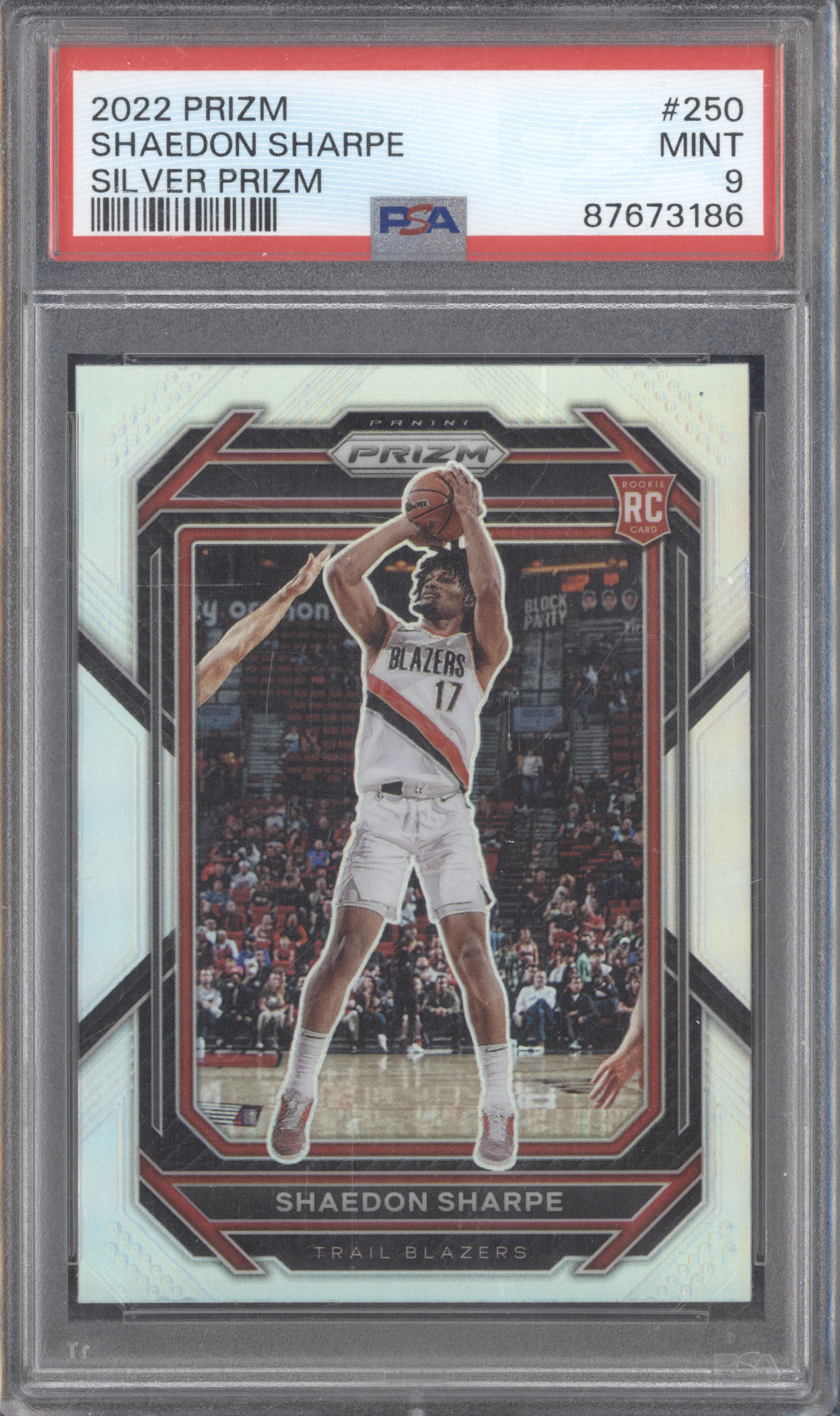 2022 Panini Prizm #250 Shaedon Sharpe Silver Prizm — front