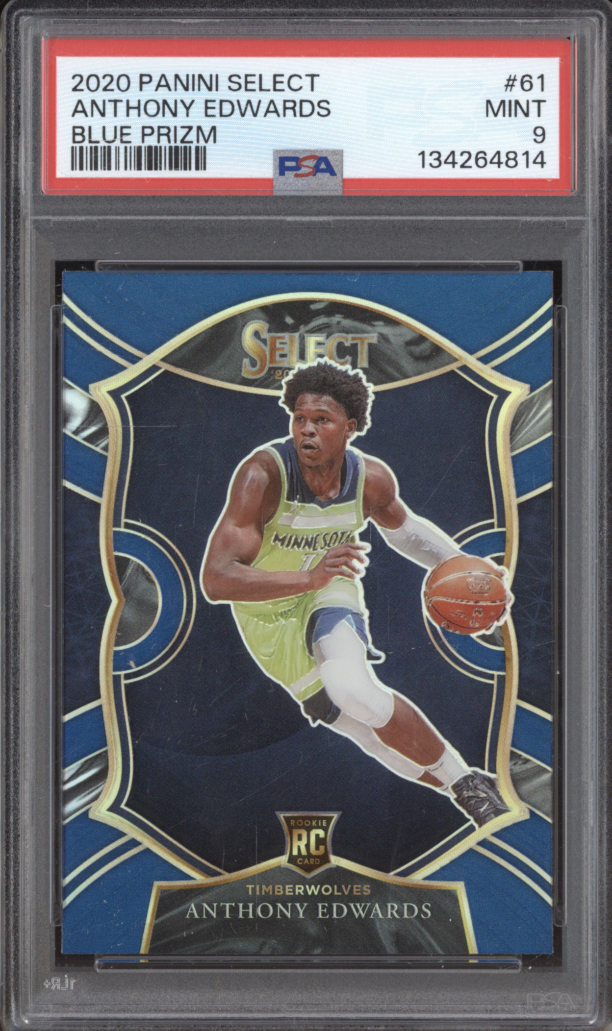 2020 Panini Select #61 Anthony Edwards Blue Prizm — front