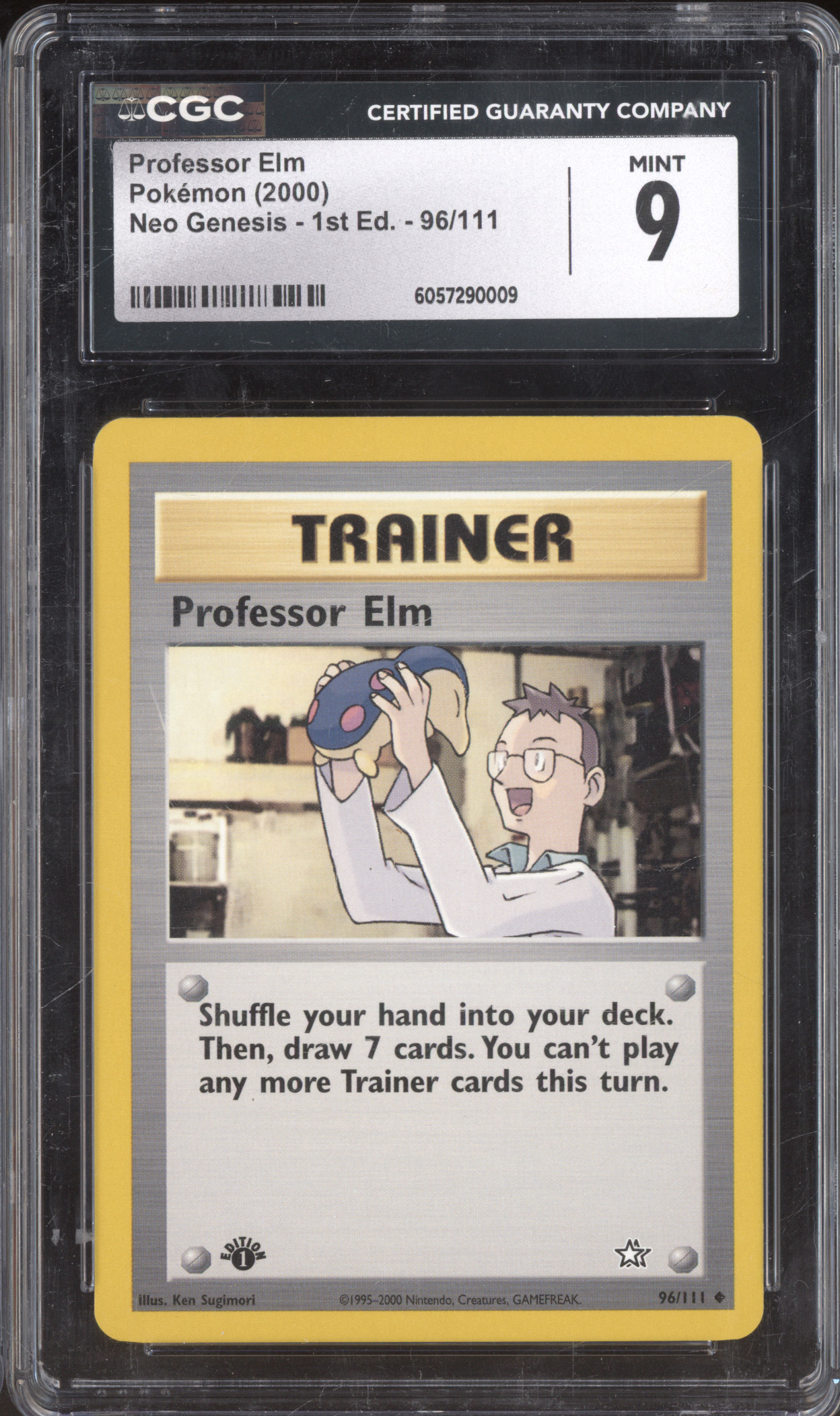 2000 Pokemon Neo Genesis 1st Edition #96 Professor Elm — front