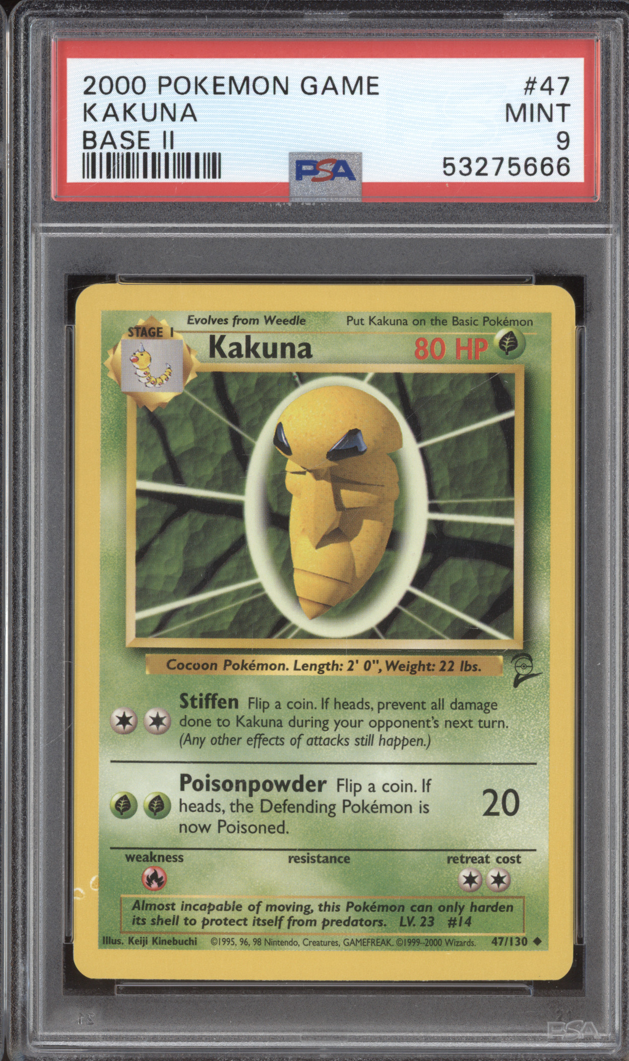 2000 Pokémon Base II #47 Kakuna — front