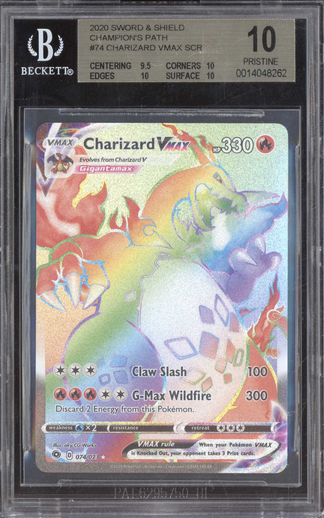 2020 Sword & Shield Champion's Path #74 Charizard VMAX Secret Rare — front