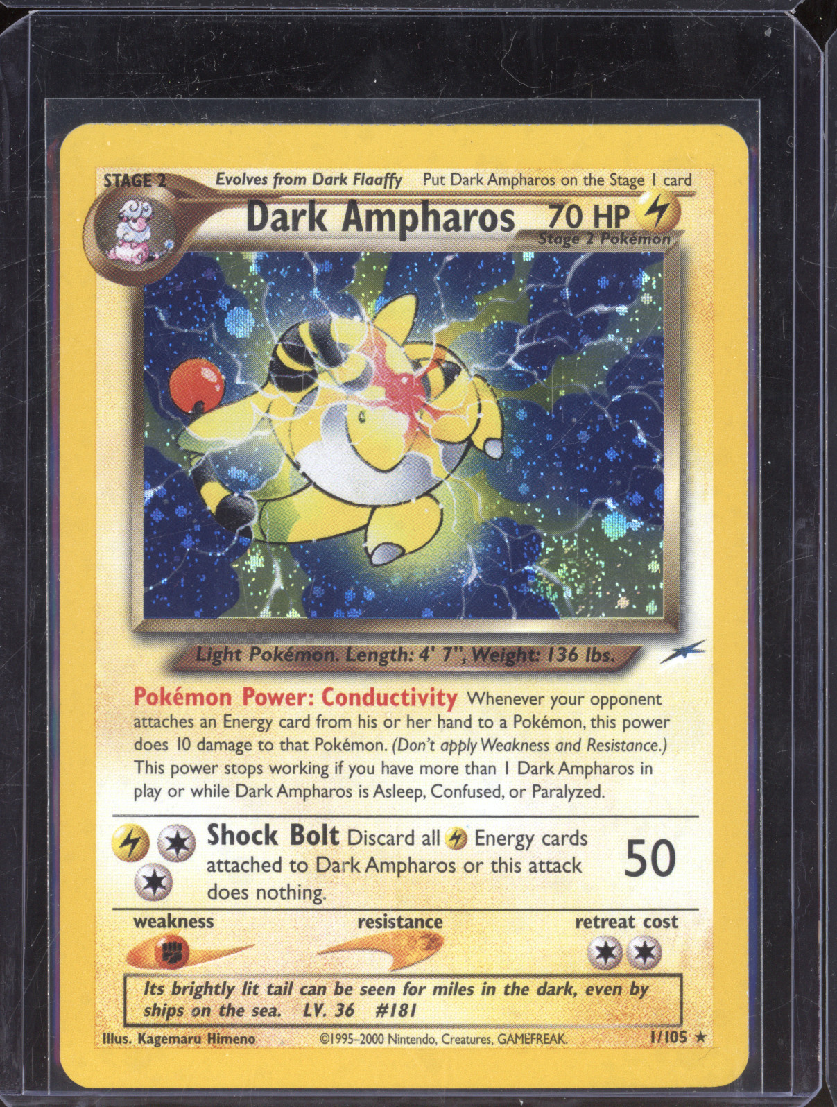 2002 Neo Destiny #1 Dark Ampharos — front