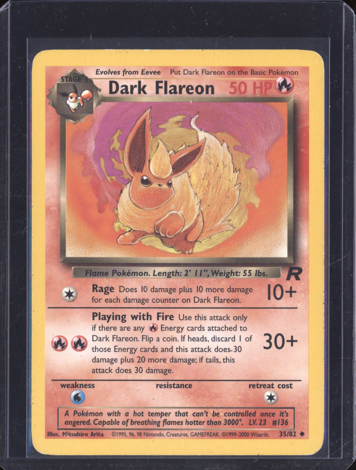 1999 Pokémon Team Rocket #35 Dark Flareon — front