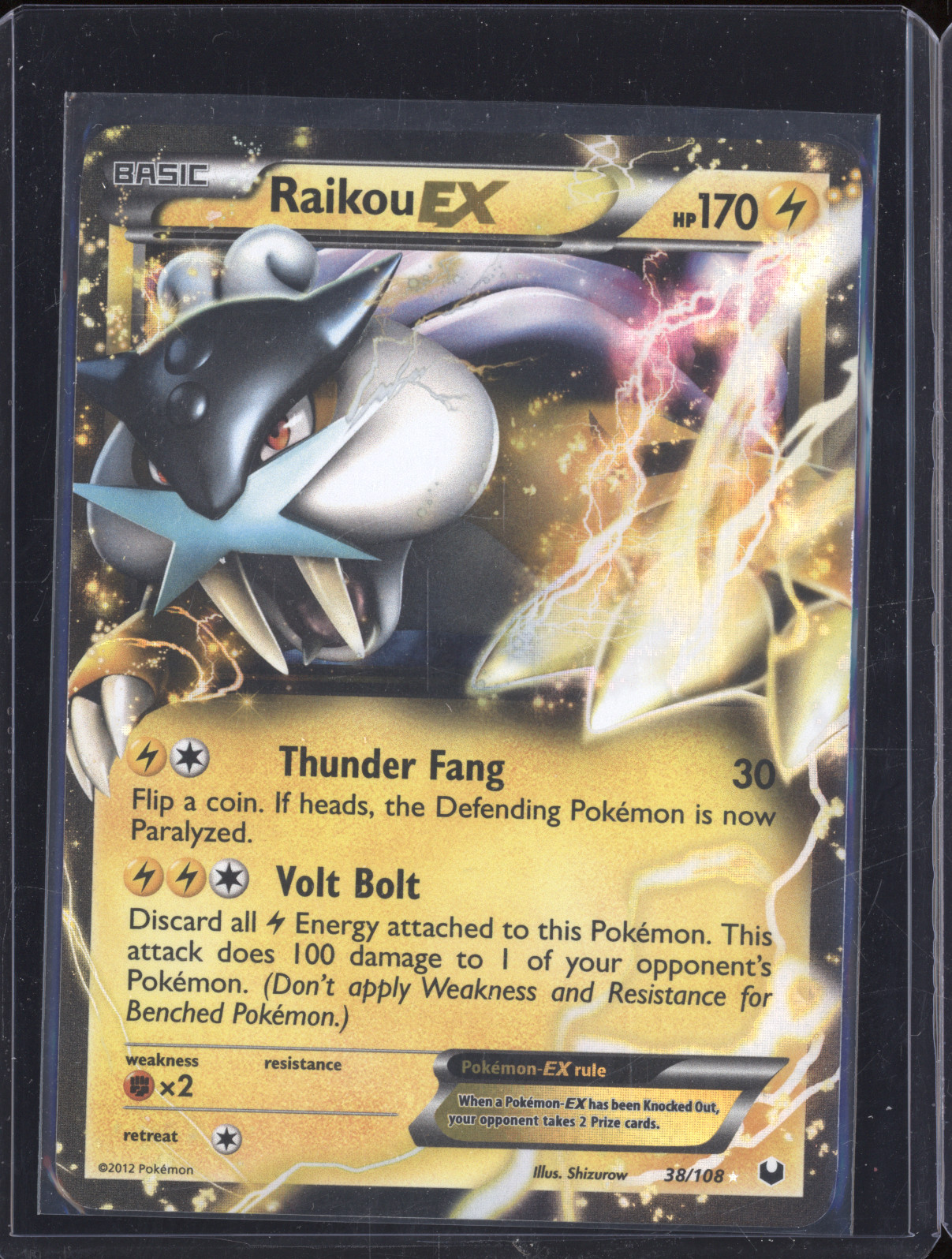 2012 Pokémon Black & White Dark Explorers #38 Raikou EX — front