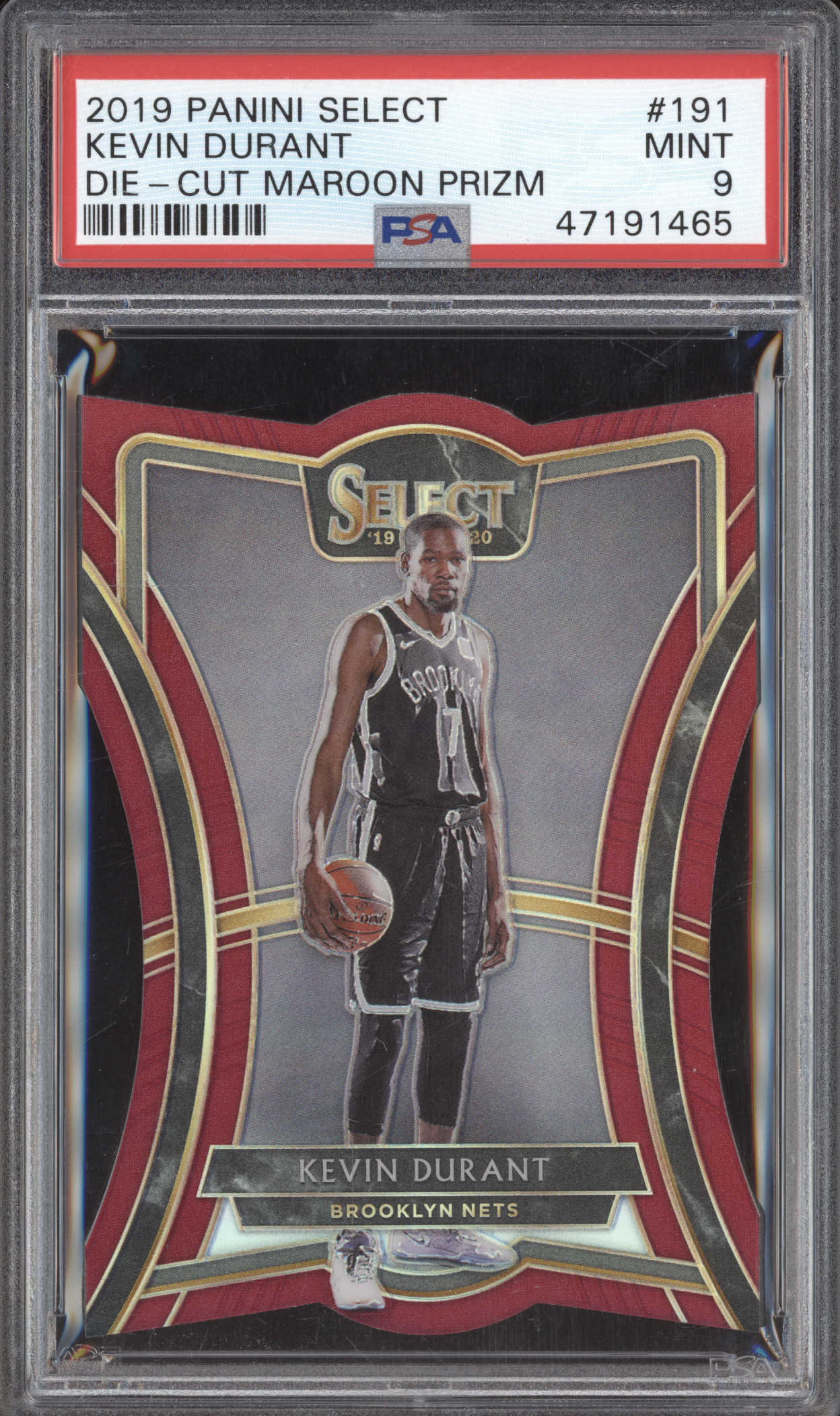 2019 Panini Select #191 Kevin Durant Die-Cut Maroon Prizm — front