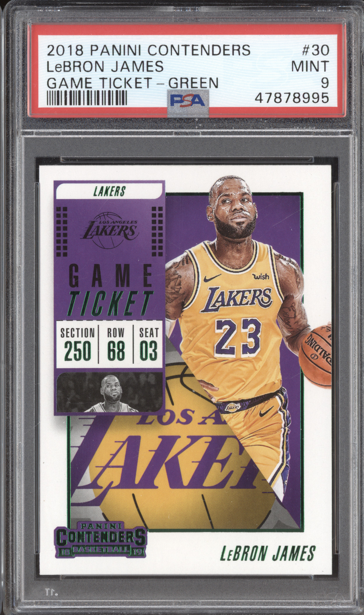 2018 Panini Contenders #30 LeBron James Game Ticket Green — front