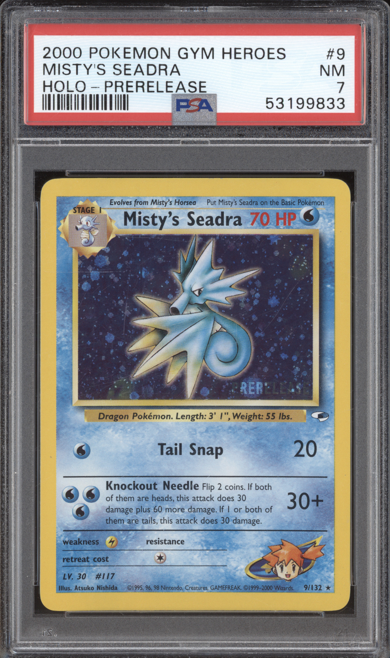 2000 Pokemon Gym Heroes #9 Misty's Seadra — front