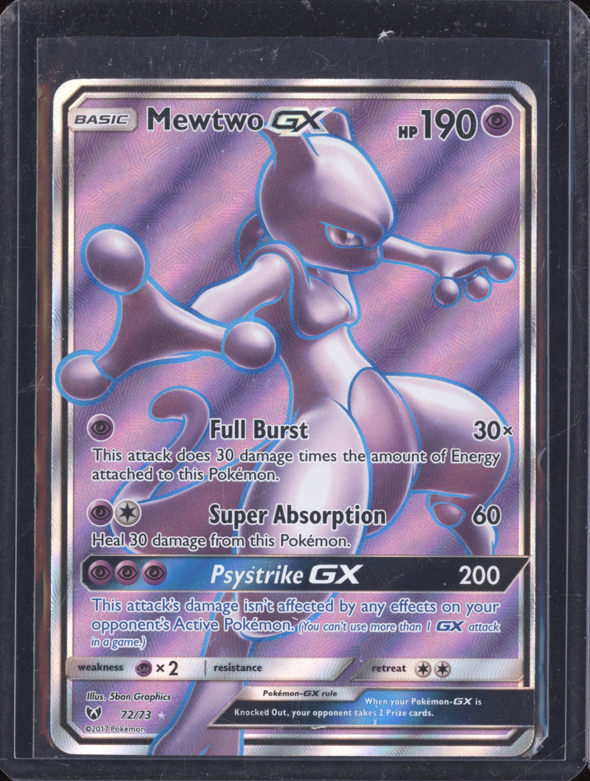 2017 Pokémon Sun & Moon: Shining Legends #72 Mewtwo GX — front