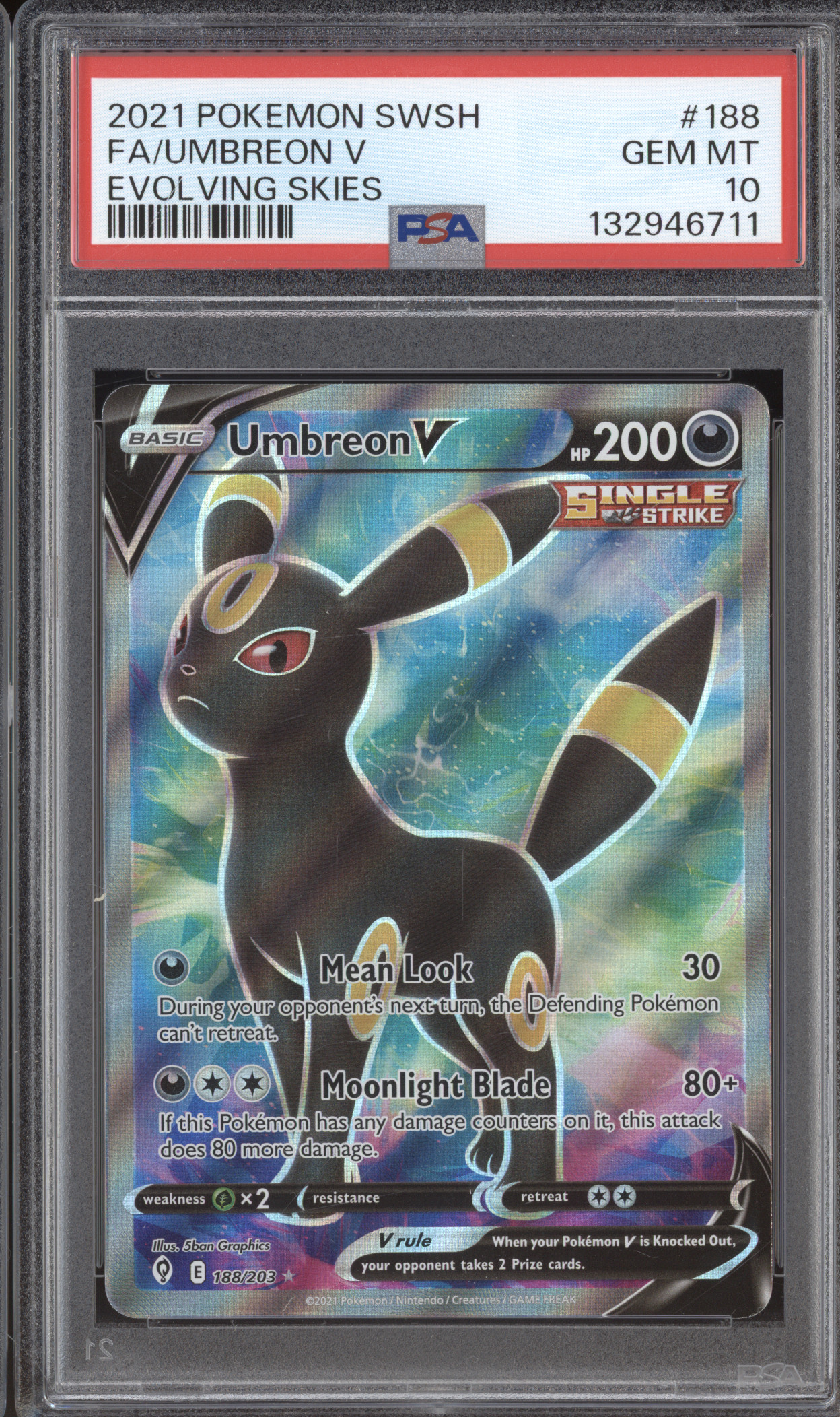 2021 Pokemon Sword & Shield Evolving Skies #188 Umbreon V Full Art — front