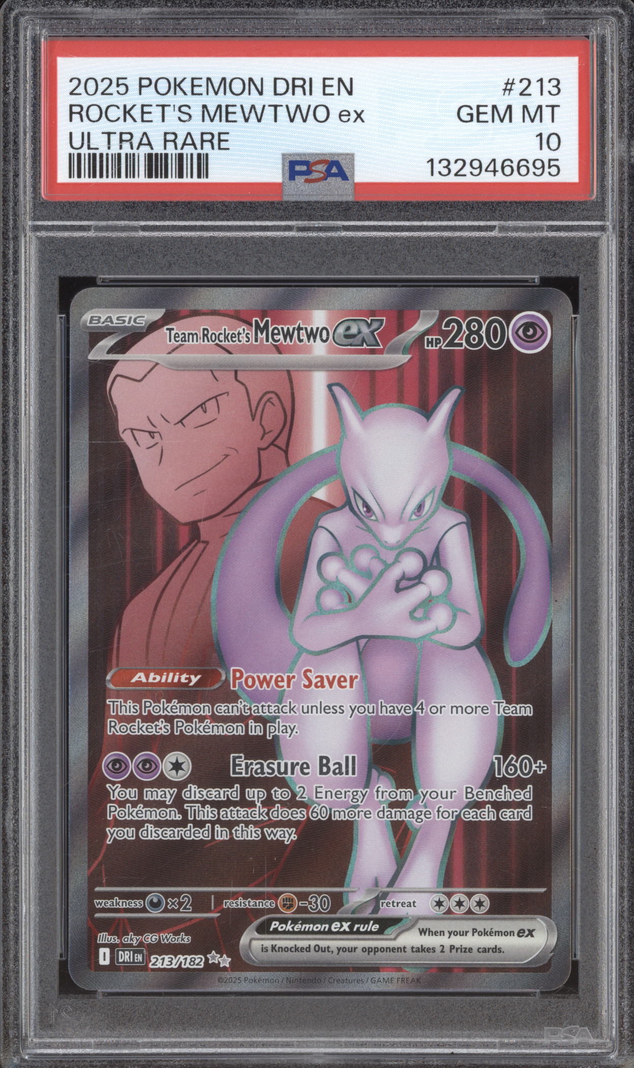 2025 Pokemon DRI EN #213 Team Rocket's Mewtwo ex — front