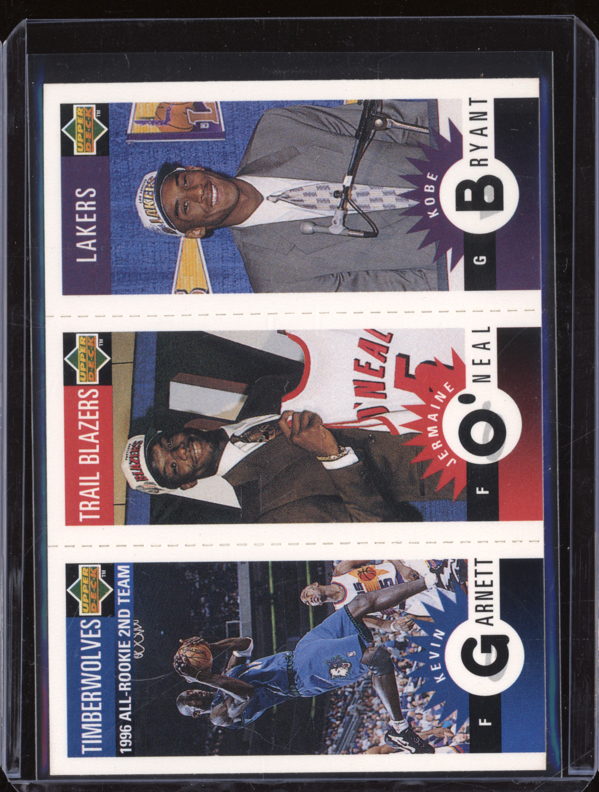 1996-97 Upper Deck Collector's Choice Mini-Cards #M129 Kobe Bryant / Jermaine O'Neal / Kevin Garnett — front