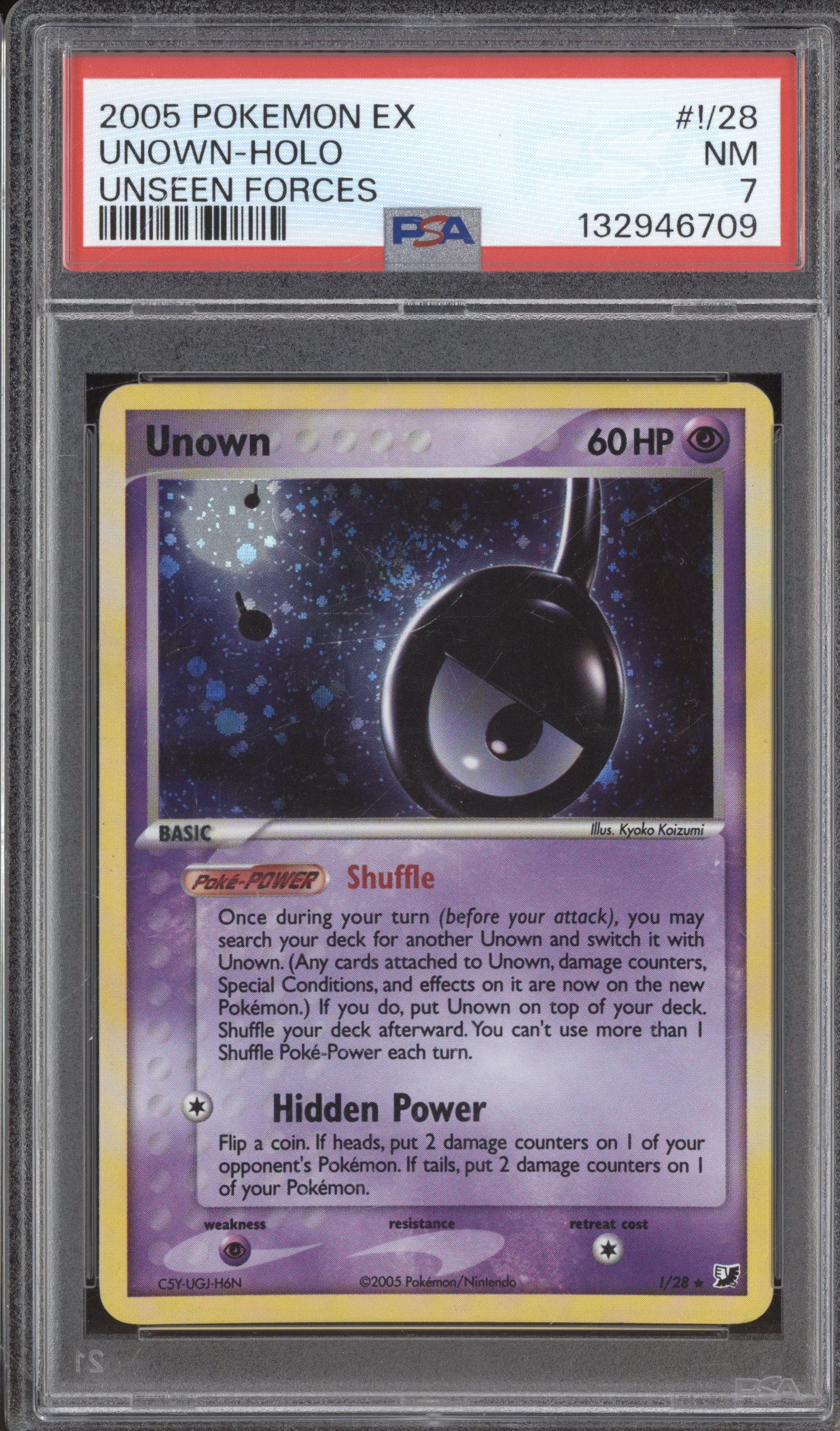 2005 Pokemon EX Unseen Forces #28 Unown Holo — front