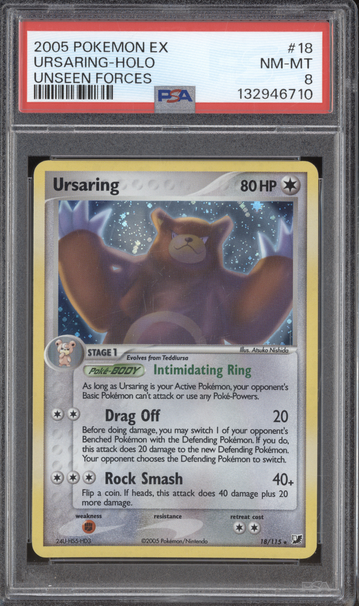 2005 Pokemon EX Unseen Forces #18 Ursaring Holo — front