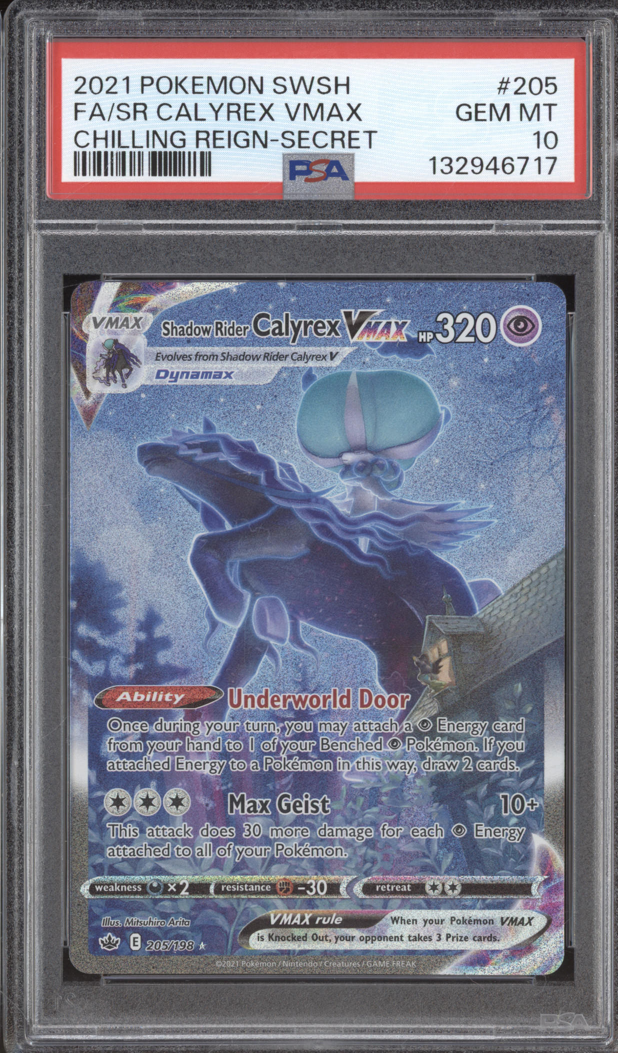 2021 Pokemon Chilling Reign #205 Shadow Rider Calyrex VMAX — front