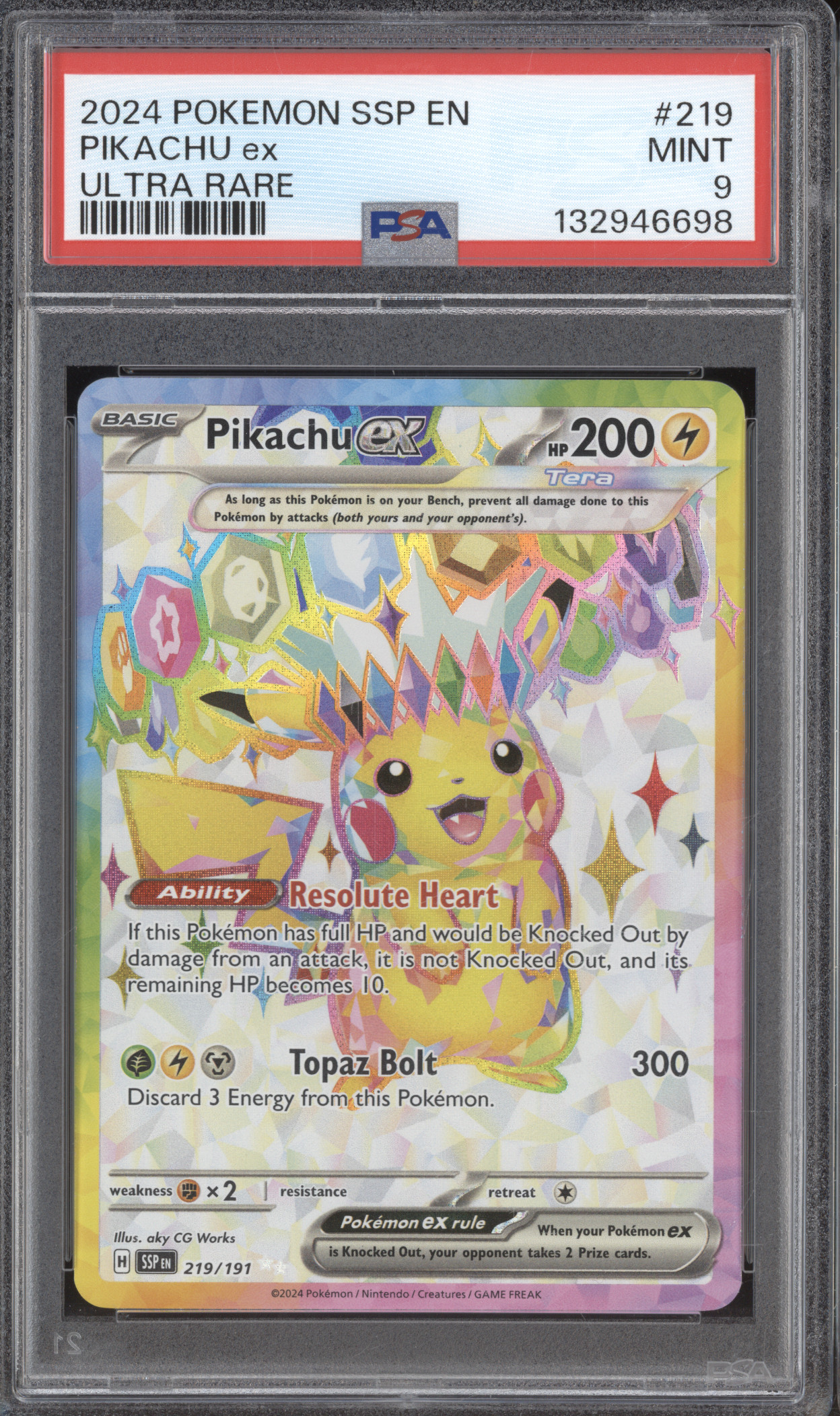 2024 Pokemon Surging Sparks SSP #219 Pikachu ex — front