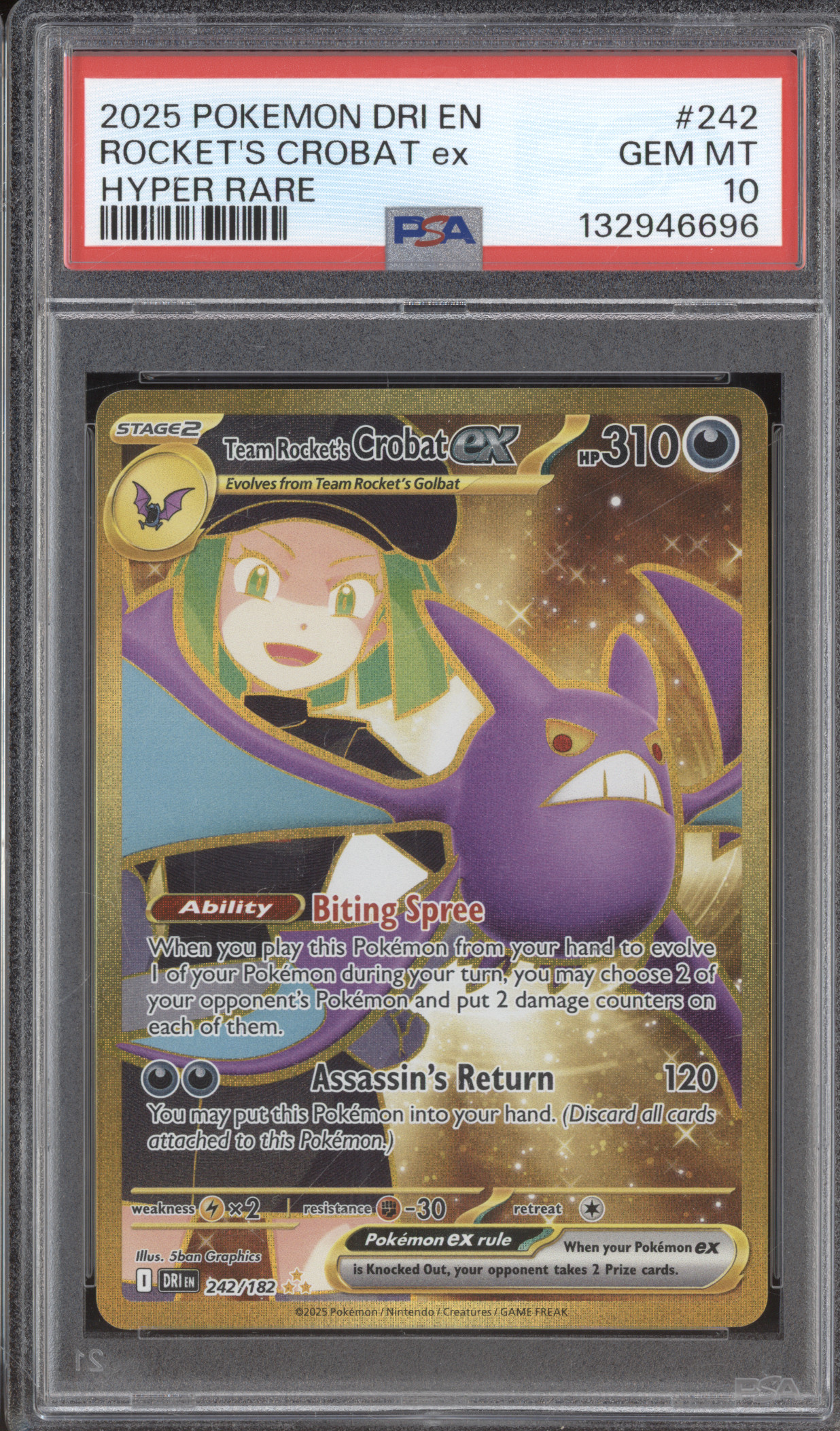 2025 Pokémon DRI EN #242 Team Rocket's Crobat ex — front