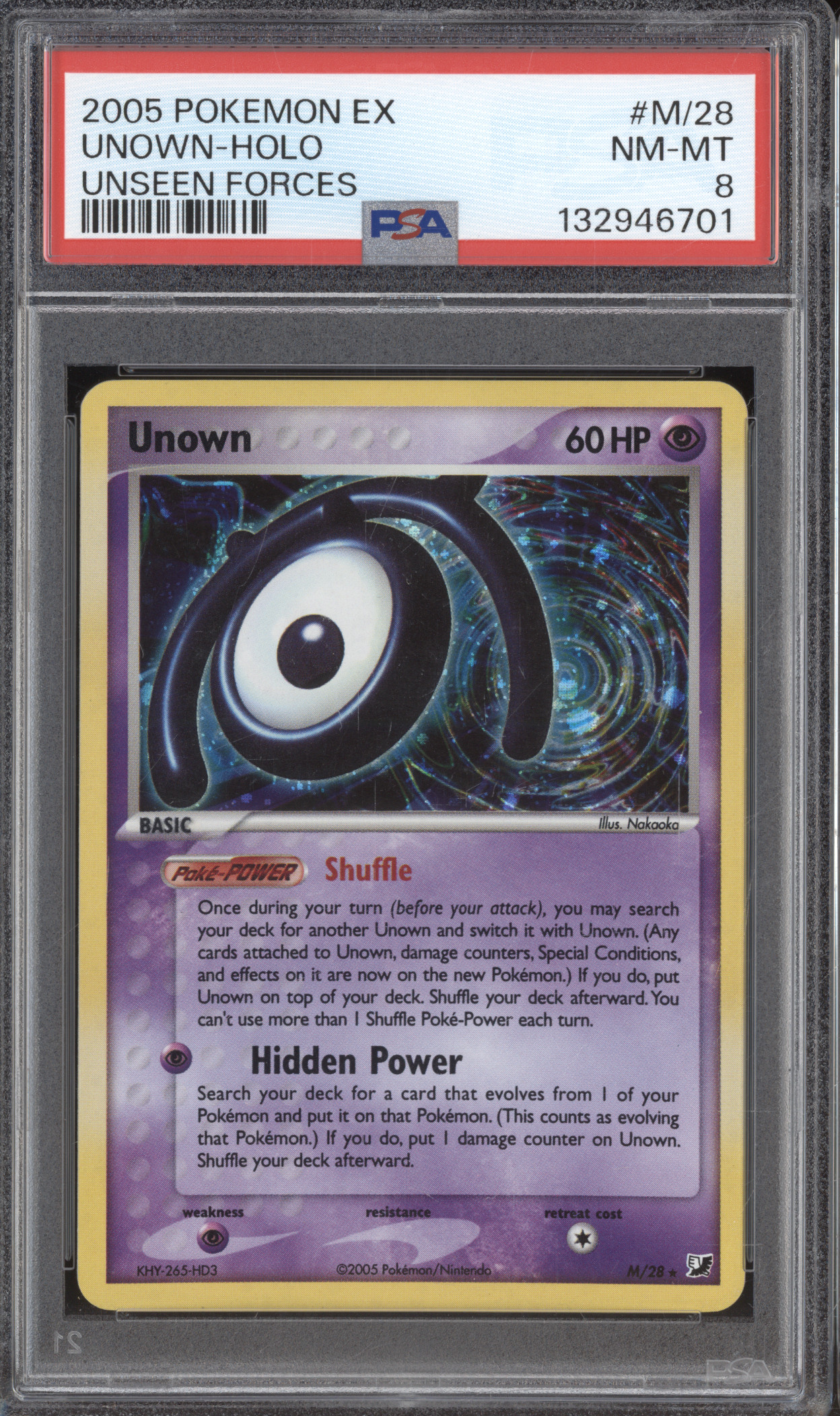 2005 Pokemon EX Unseen Forces #M/28 Unown Holo — front