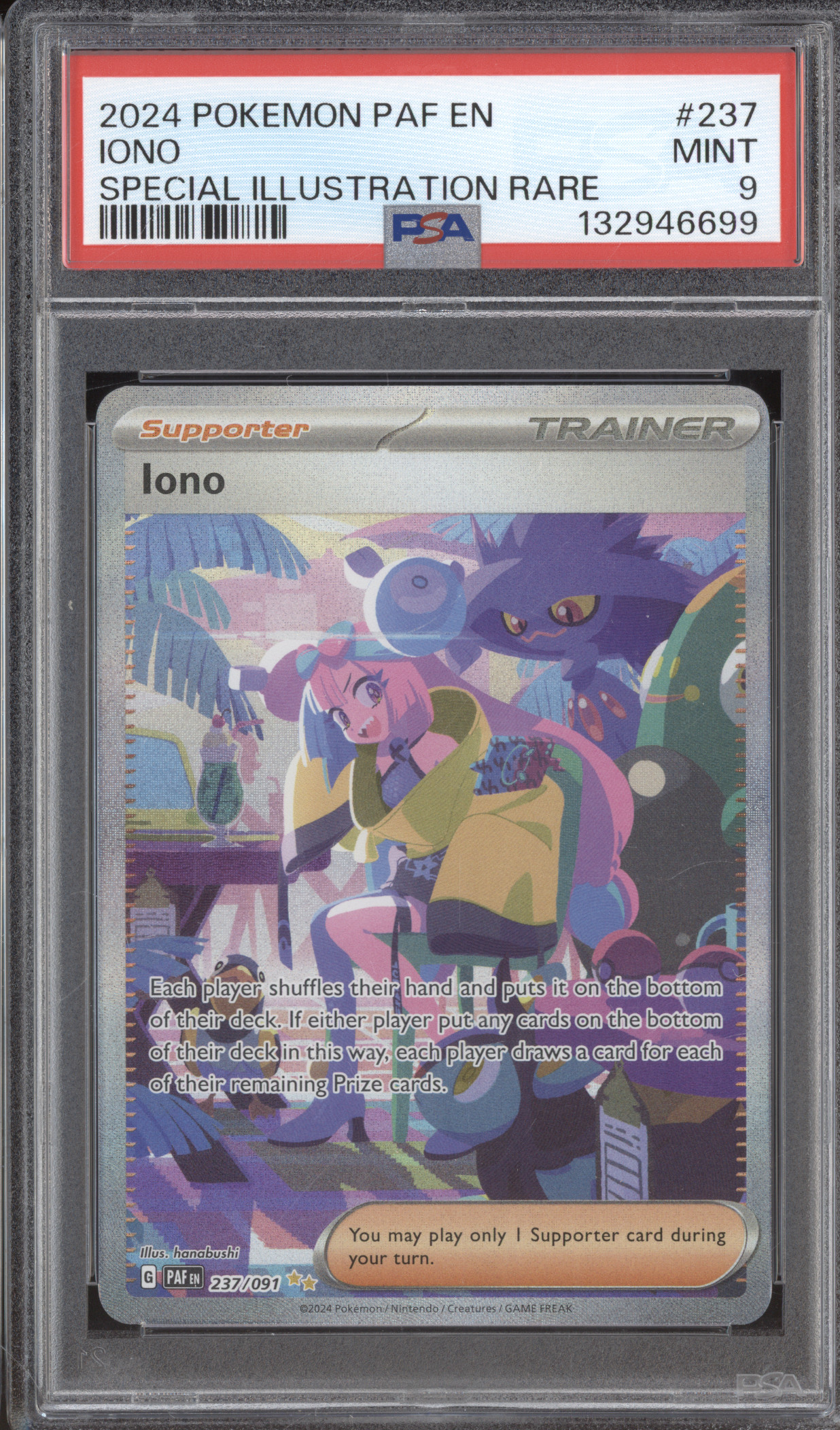 2024 Pokemon Paldean Fates #237 Iono Special Illustration Rare — front