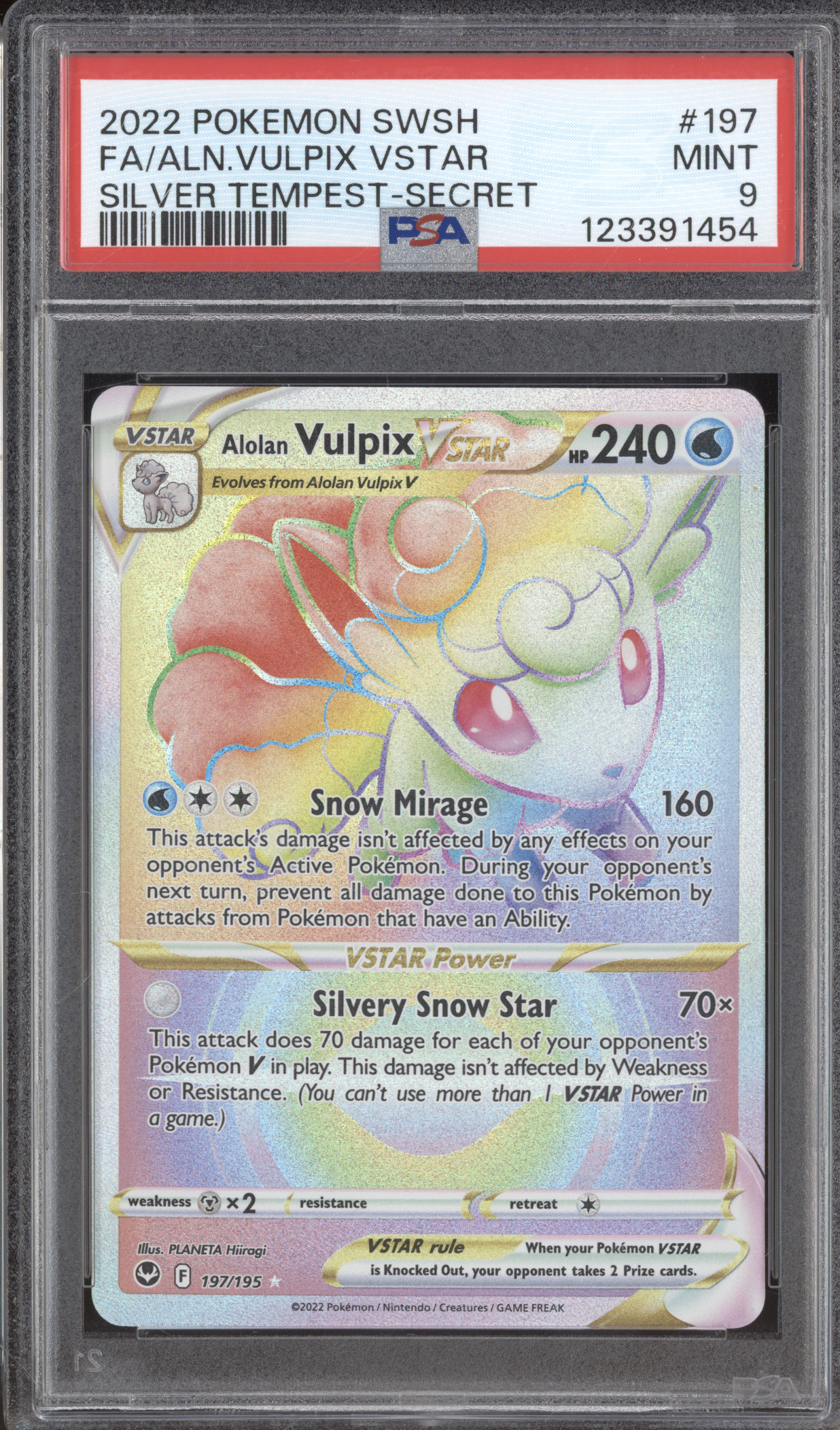 2022 Pokemon SWSH #197 Alolan Vulpix VSTAR Silver Tempest Secret — front