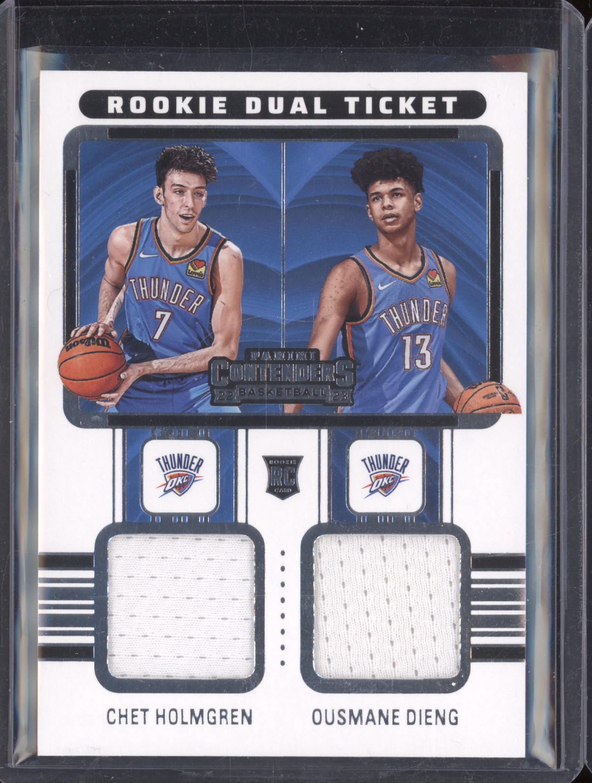 2022-23 Panini Contenders Rookie Dual Ticket #RT2-OKC Chet Holmgren Ousmane Dieng — front