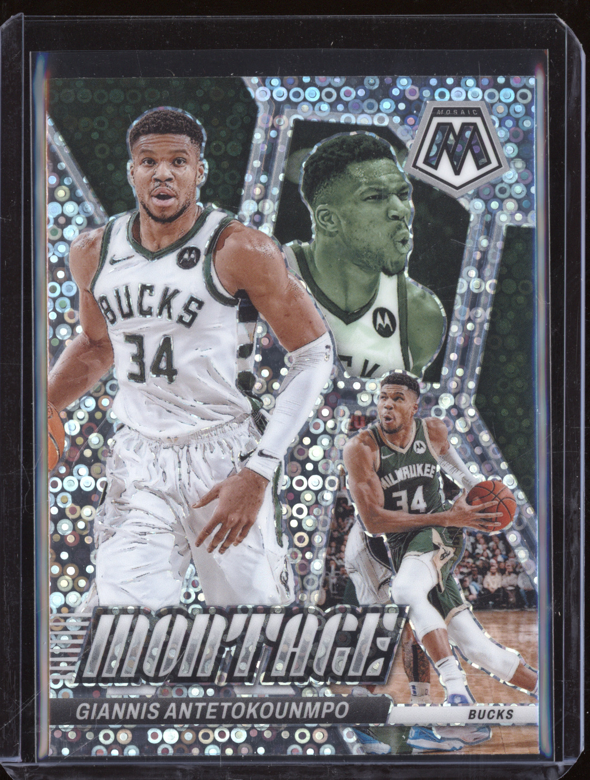 2023-24 Panini Mosaic #15 Giannis Antetokounmpo Montage — front