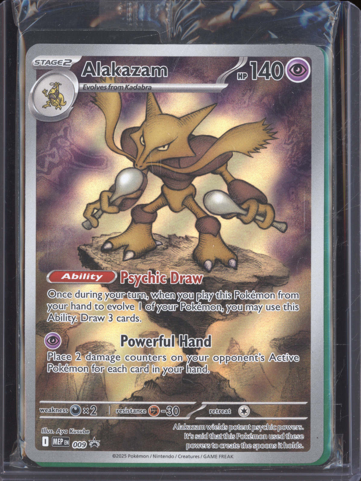 2025 Pokemon Center Stamp Alakazam 009 Black Star Promo — front