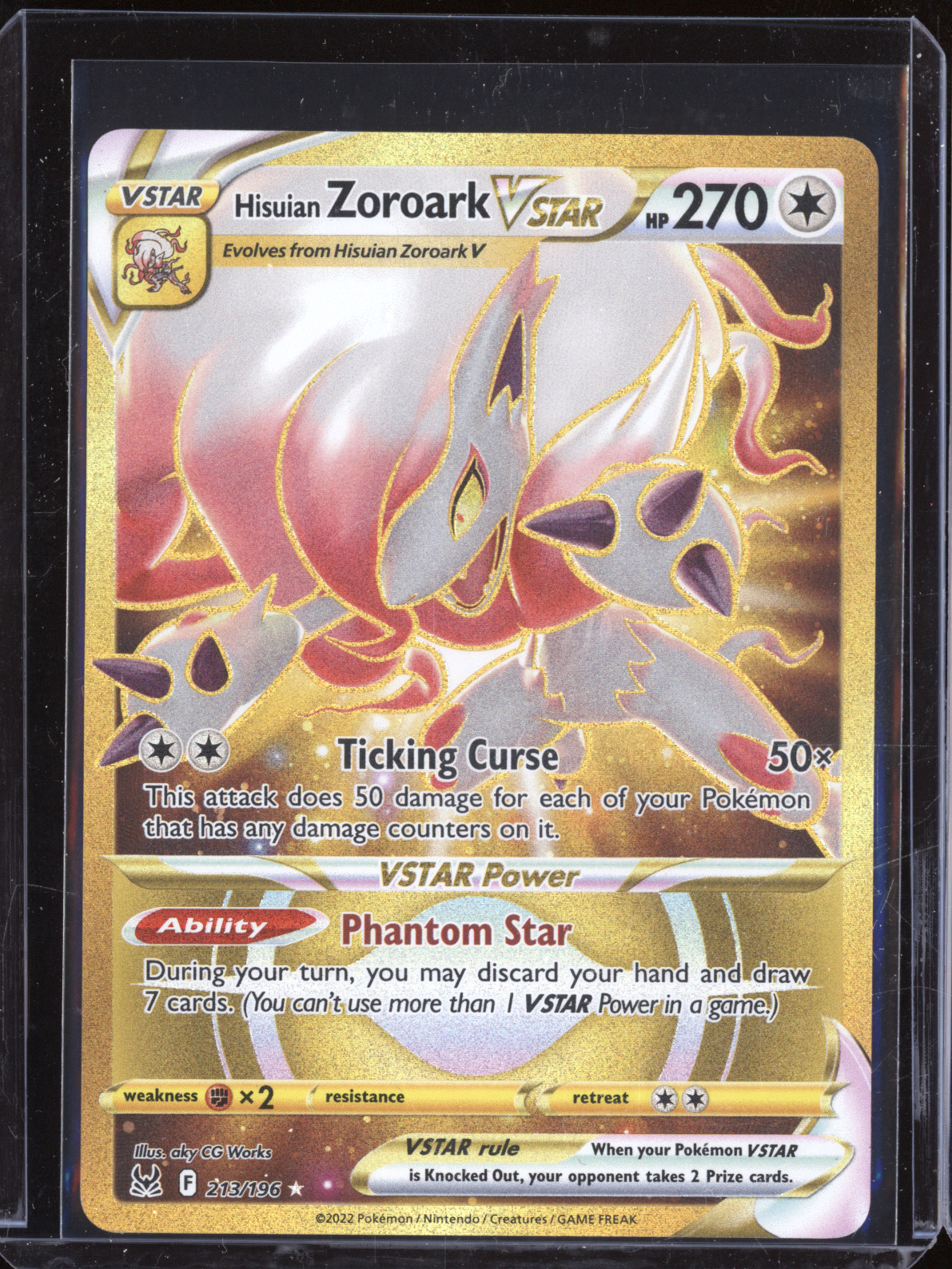 2022 Pokémon Sword & Shield Lost Origin #213 Hisuian Zoroark VSTAR — front