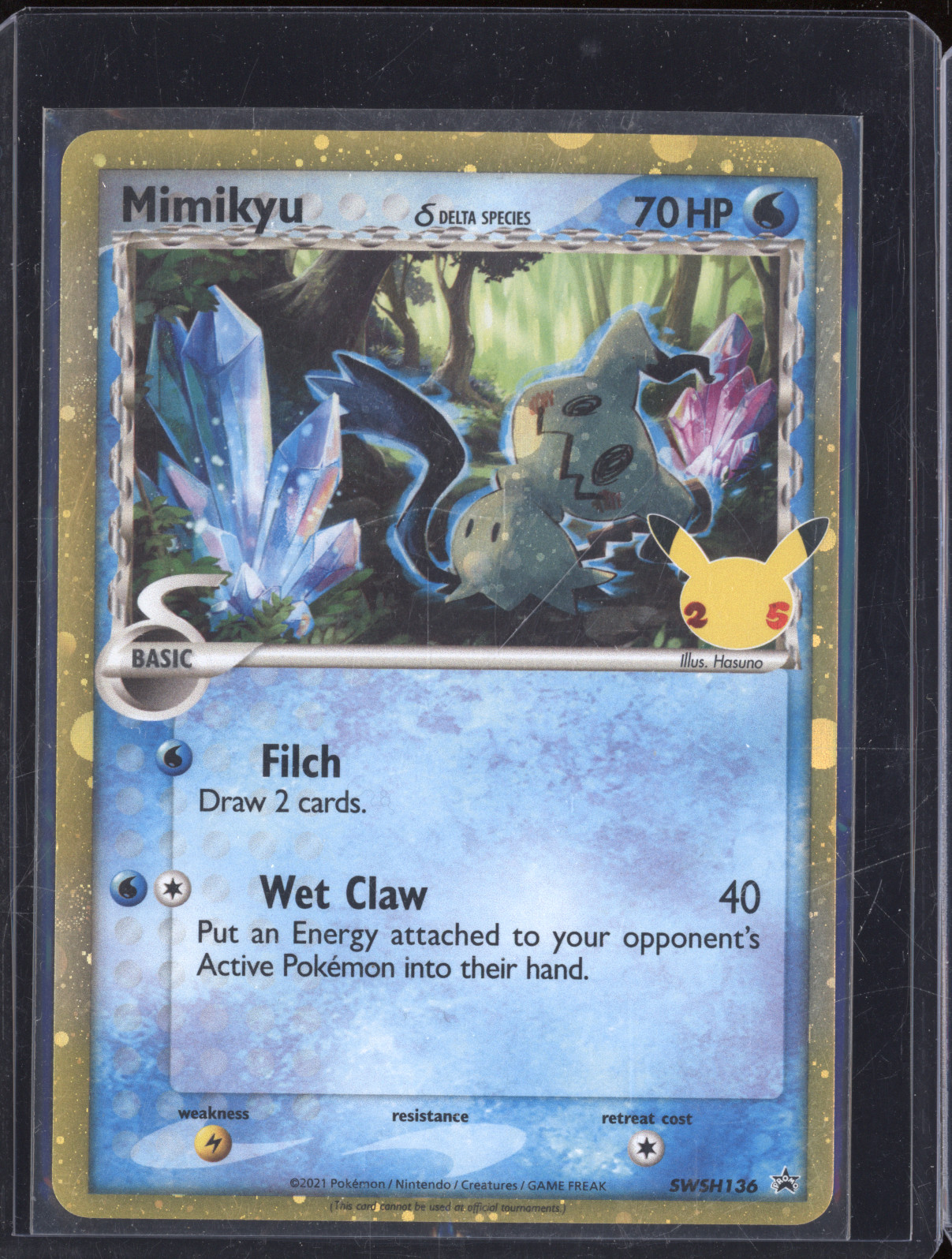 2021 Pokemon Black Star Promo #SWSH136 Mimikyu (Delta Species) — front