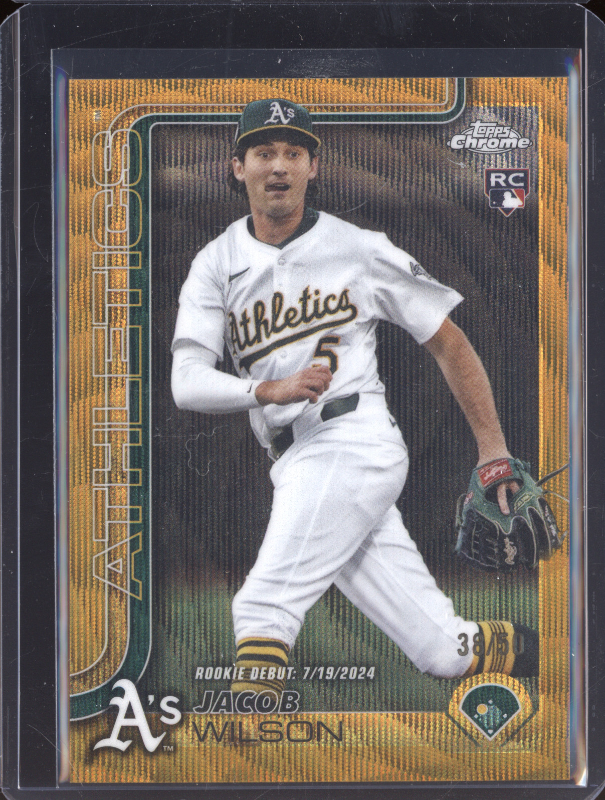 2025 Topps Chrome Update #USC150 Jacob Wilson Rookie Debut RC Gold Wave Refractor — front