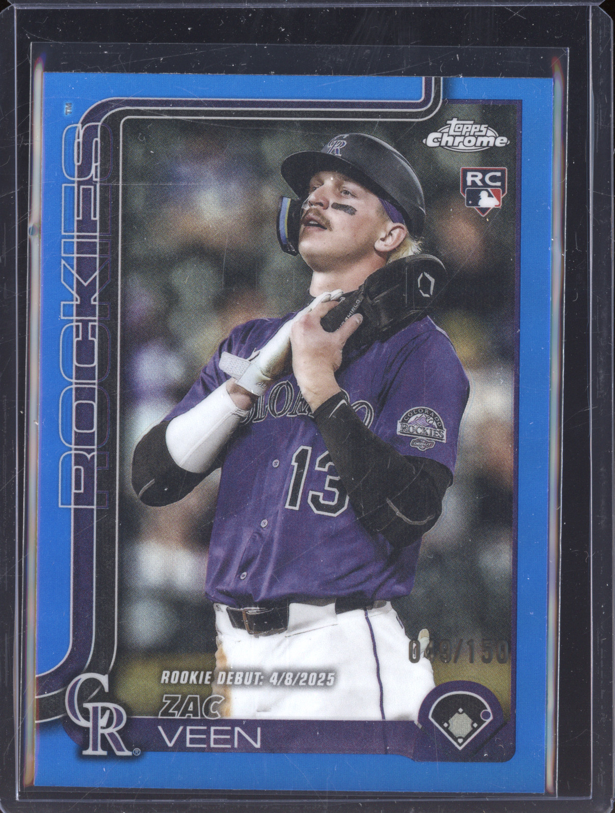 2025 Topps Chrome Update #USC186 Zac Veen Rookie Debut Blue Parallel — front