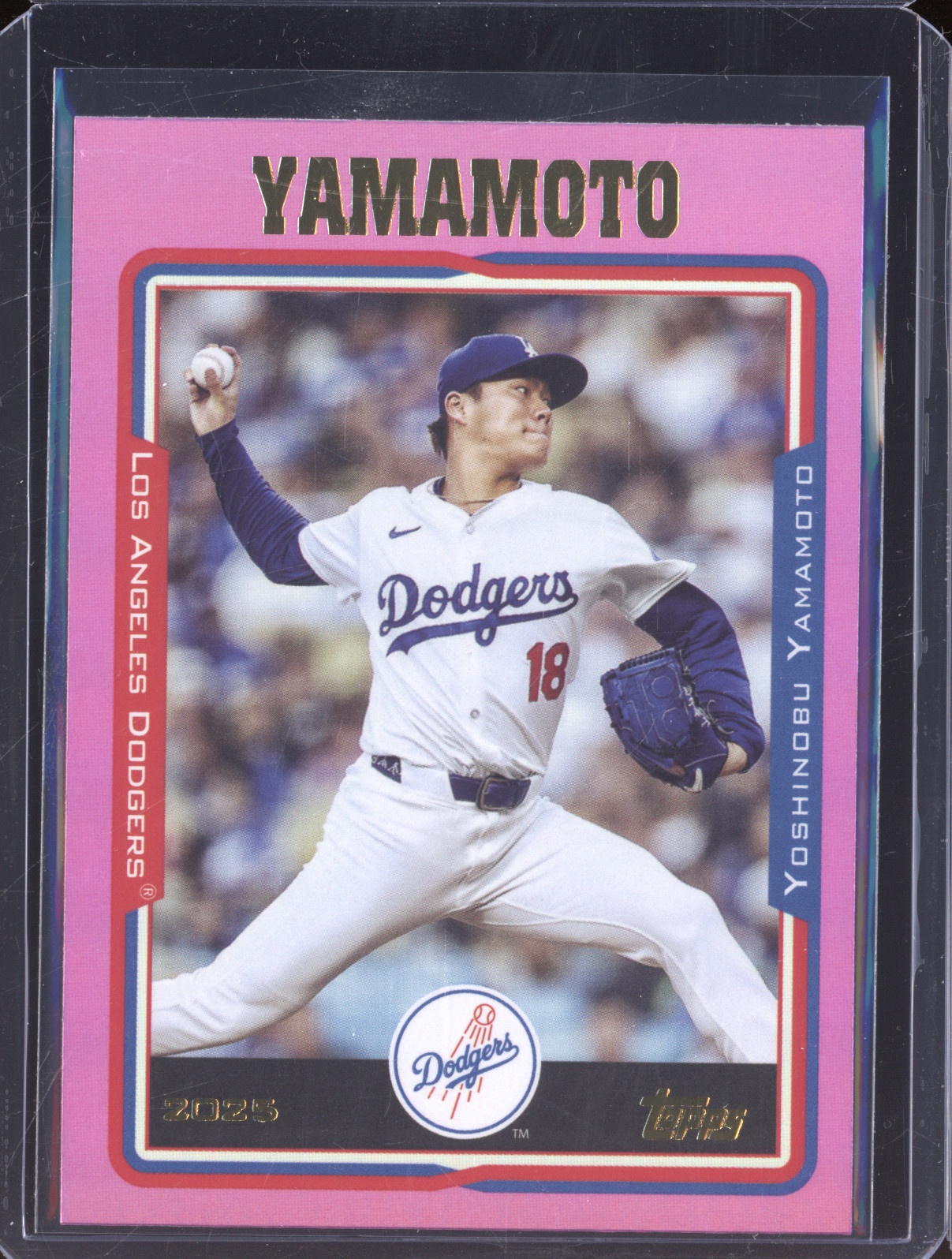 2025 Topps Archives #283 Yoshinobu Yamamoto Pink Foilboard — front
