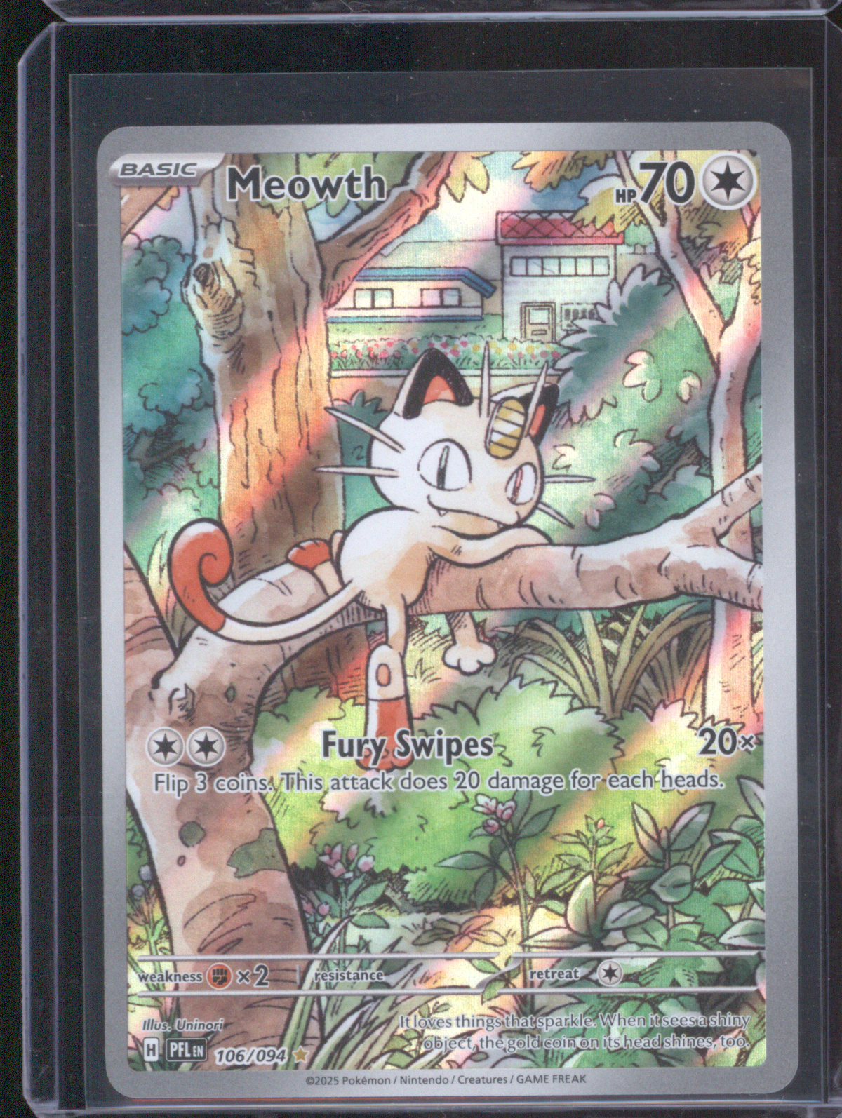 2025 Pokemon #106 Meowth Phantasmal Flames Illustration Rare — front