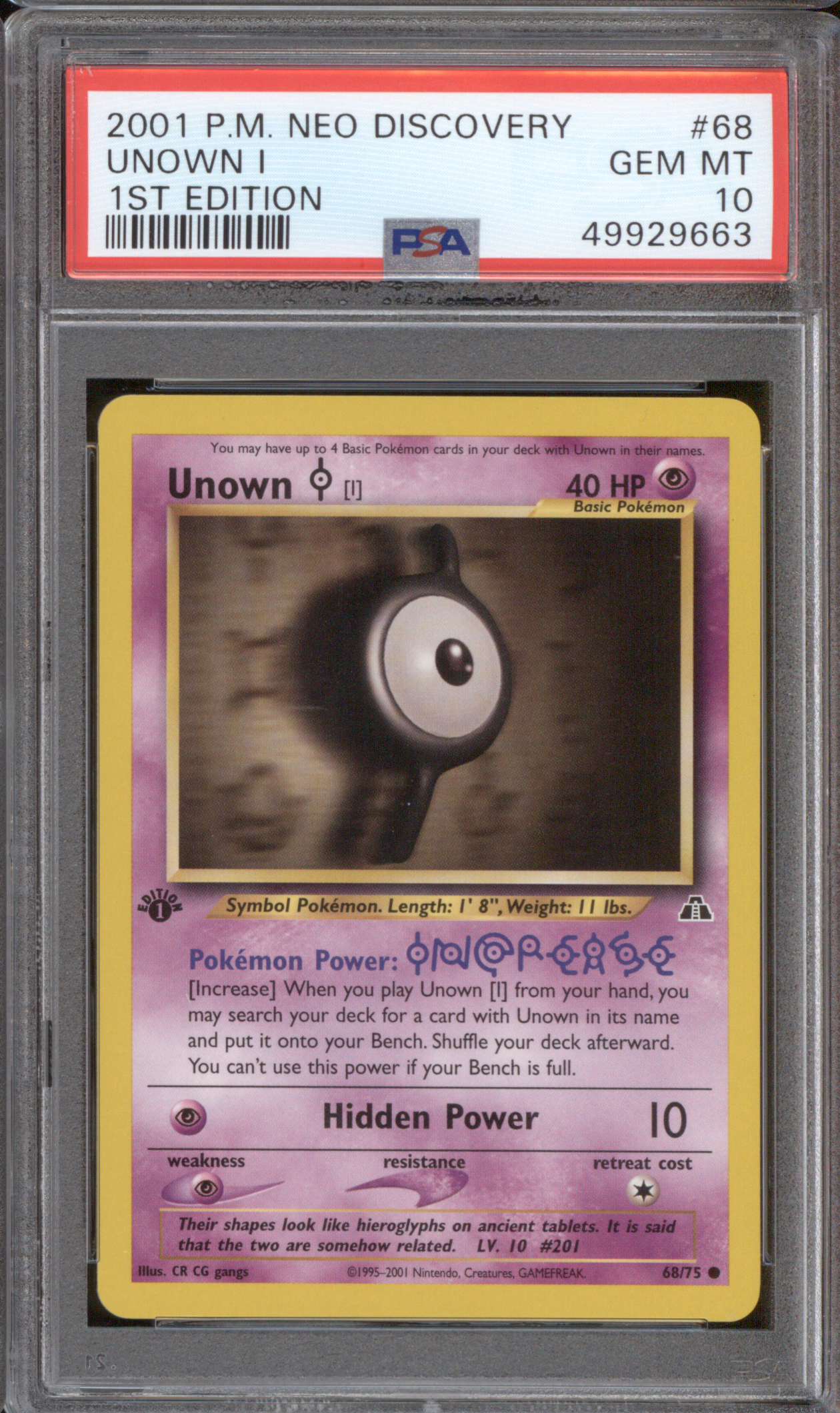 2001 Pokemon Neo Discovery #68 Unown I — front