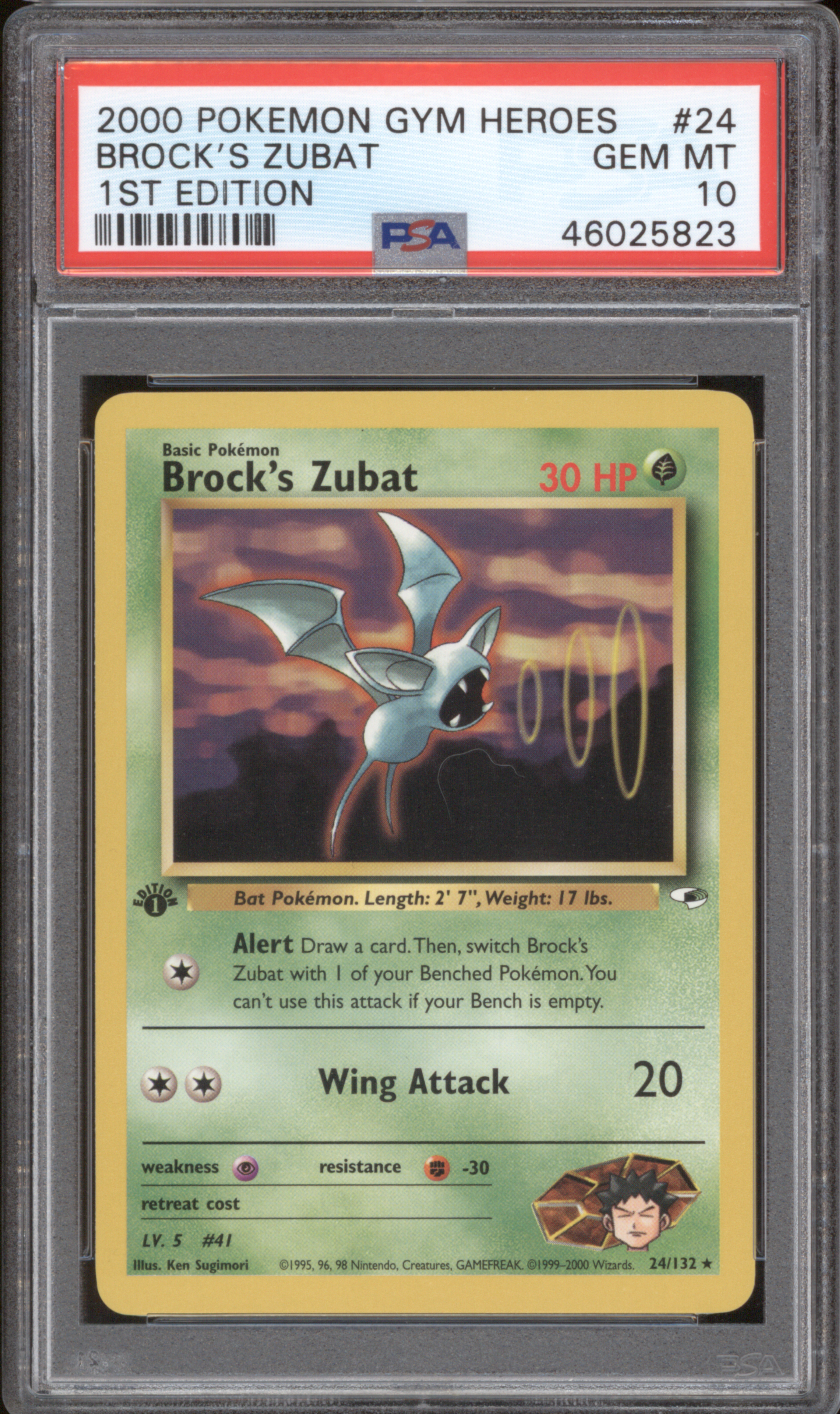 2000 Pokemon Gym Heroes #24 Brock's Zubat — front