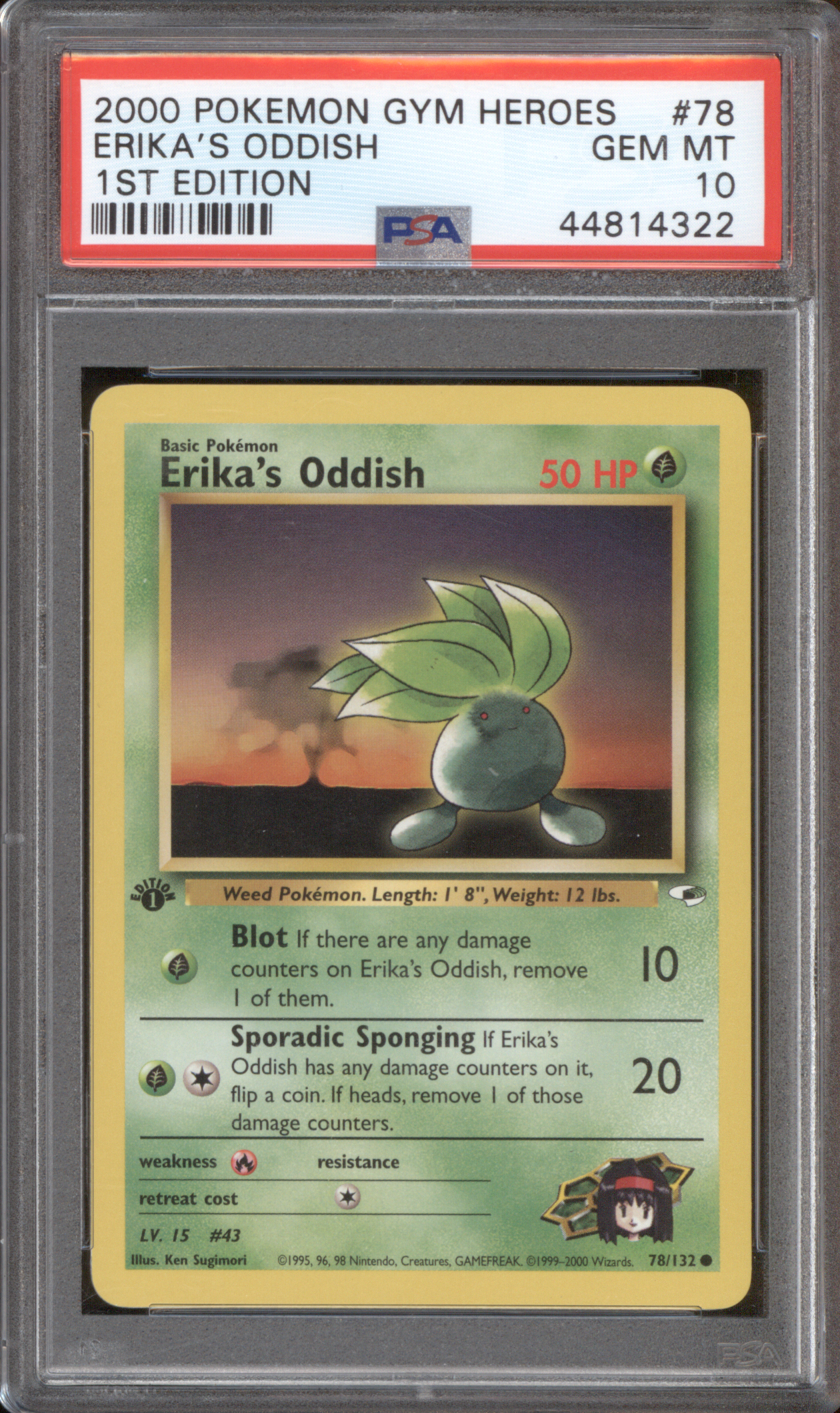 2000 Pokémon Gym Heroes #78 Erika's Oddish — front