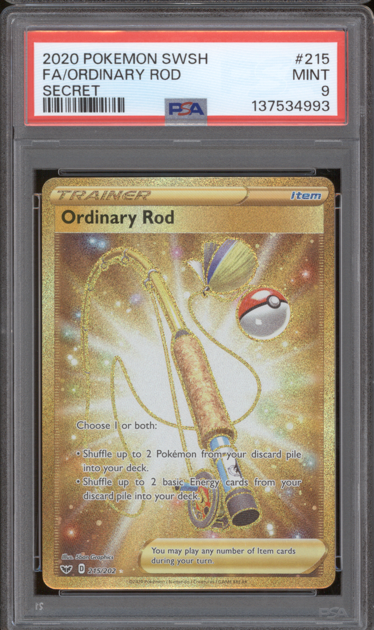 2020 Pokémon SWSH #215 Ordinary Rod Secret Rare Full Art — front